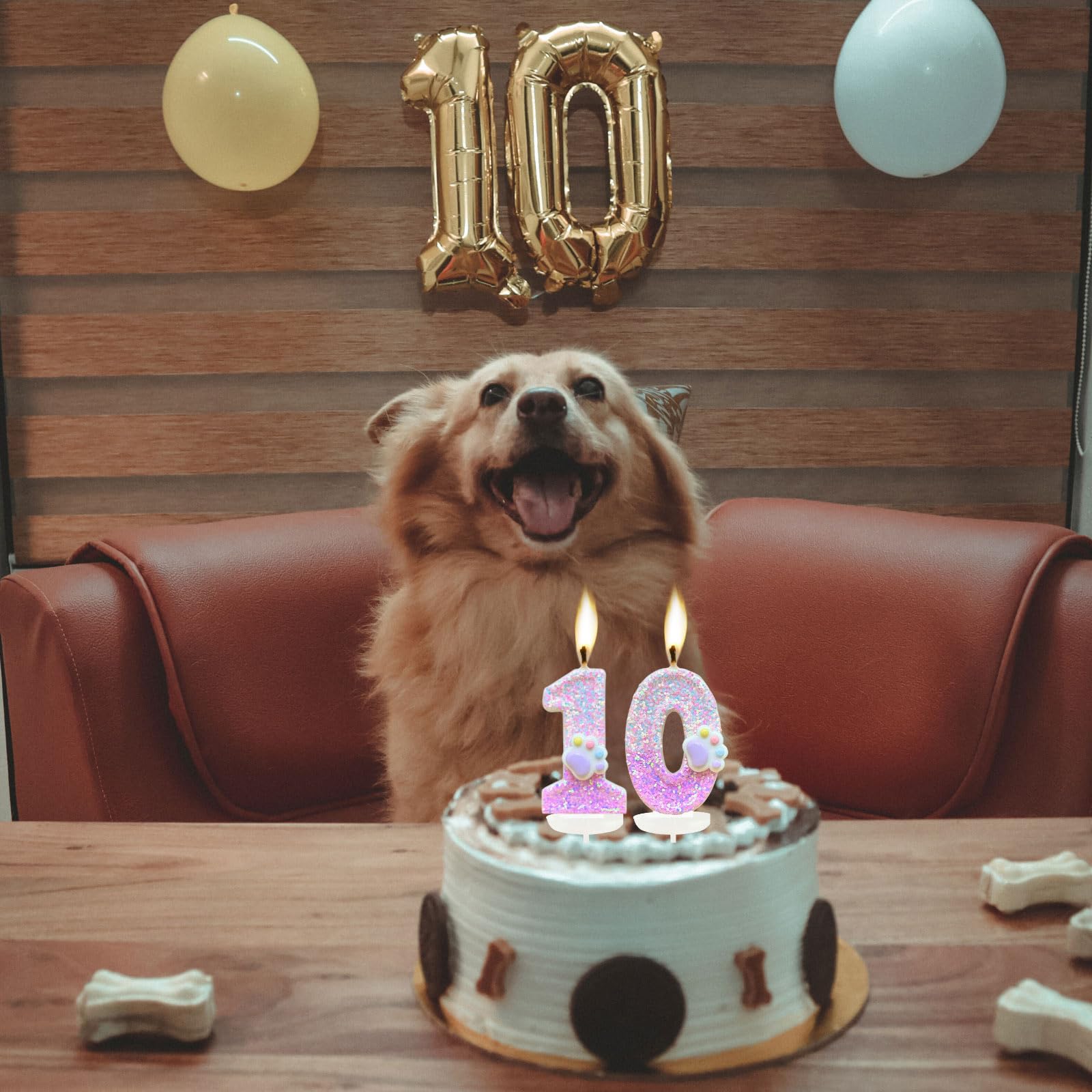 Velas con números de pata de gato y perro para decoración de tartas, vela número 3 de gatito rosa, decoración de pastel de cumpleaños con temática de perro para decoraciones de fiesta