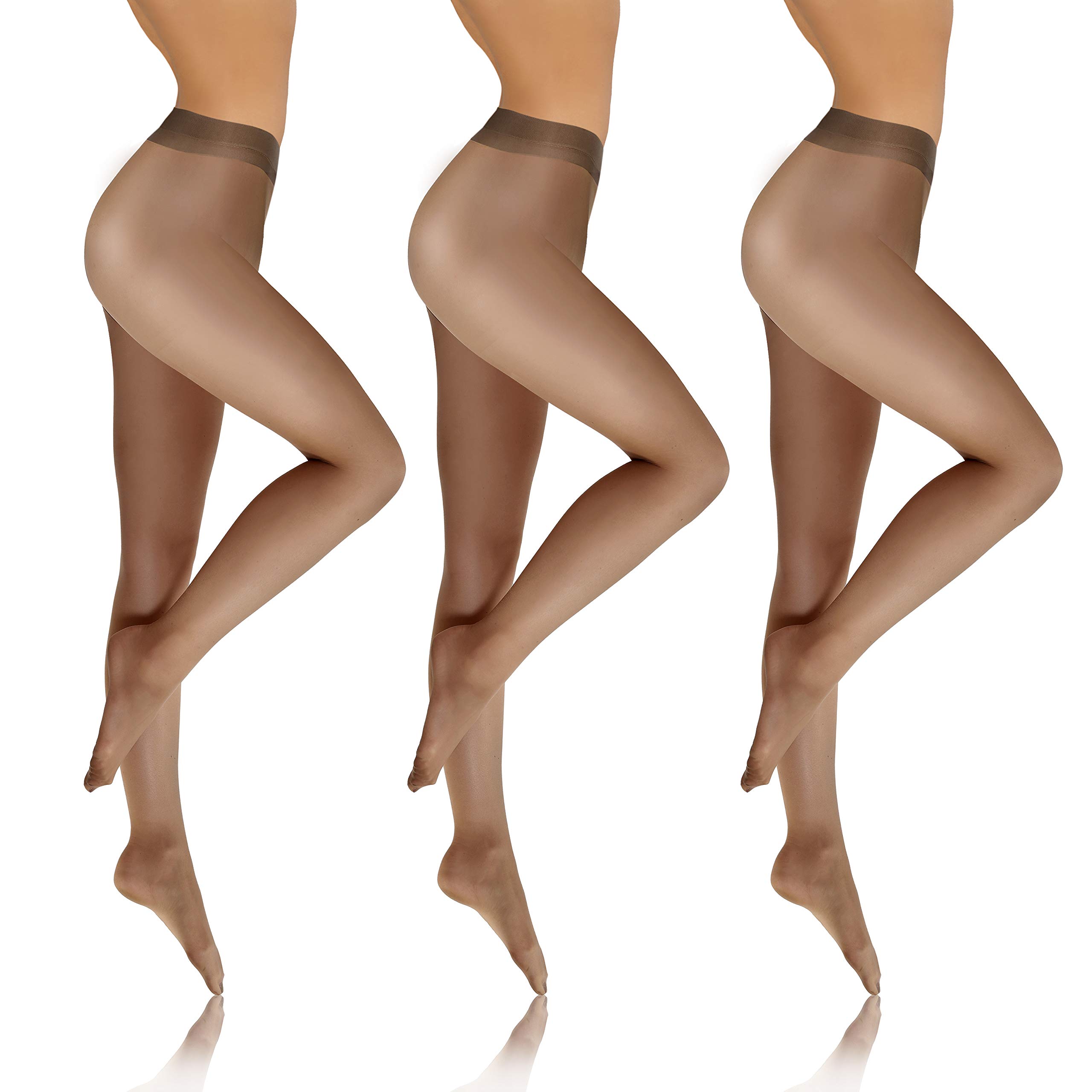 Sesto Senso Sheer to Waist Tights Women 8 DENIER 3 Pack Thin Glatt Pantyhose