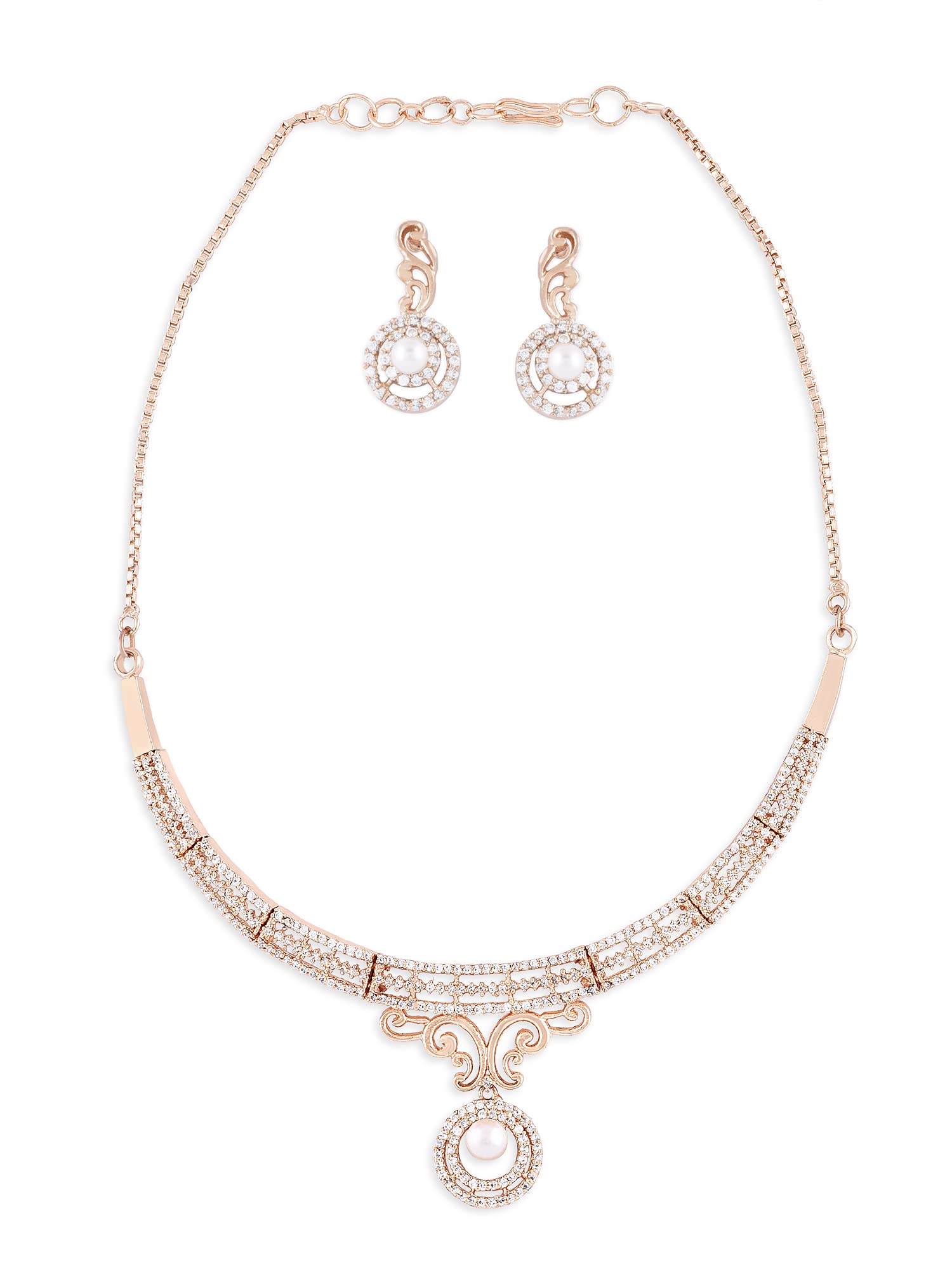 See full amazon price history chart for ZAVERI PEARLS Rose Gold Cubic Zirconia Party Bling Necklace & Earring Set For Women-ZPFK15271 ZAVERI PEARLS Rose Gold Cubic Zirconia Party Bling Necklace & Earring Set For Women-ZPFK15271 (B0BRXLRH9B) Amazon Price History, Amazon Price Tracker