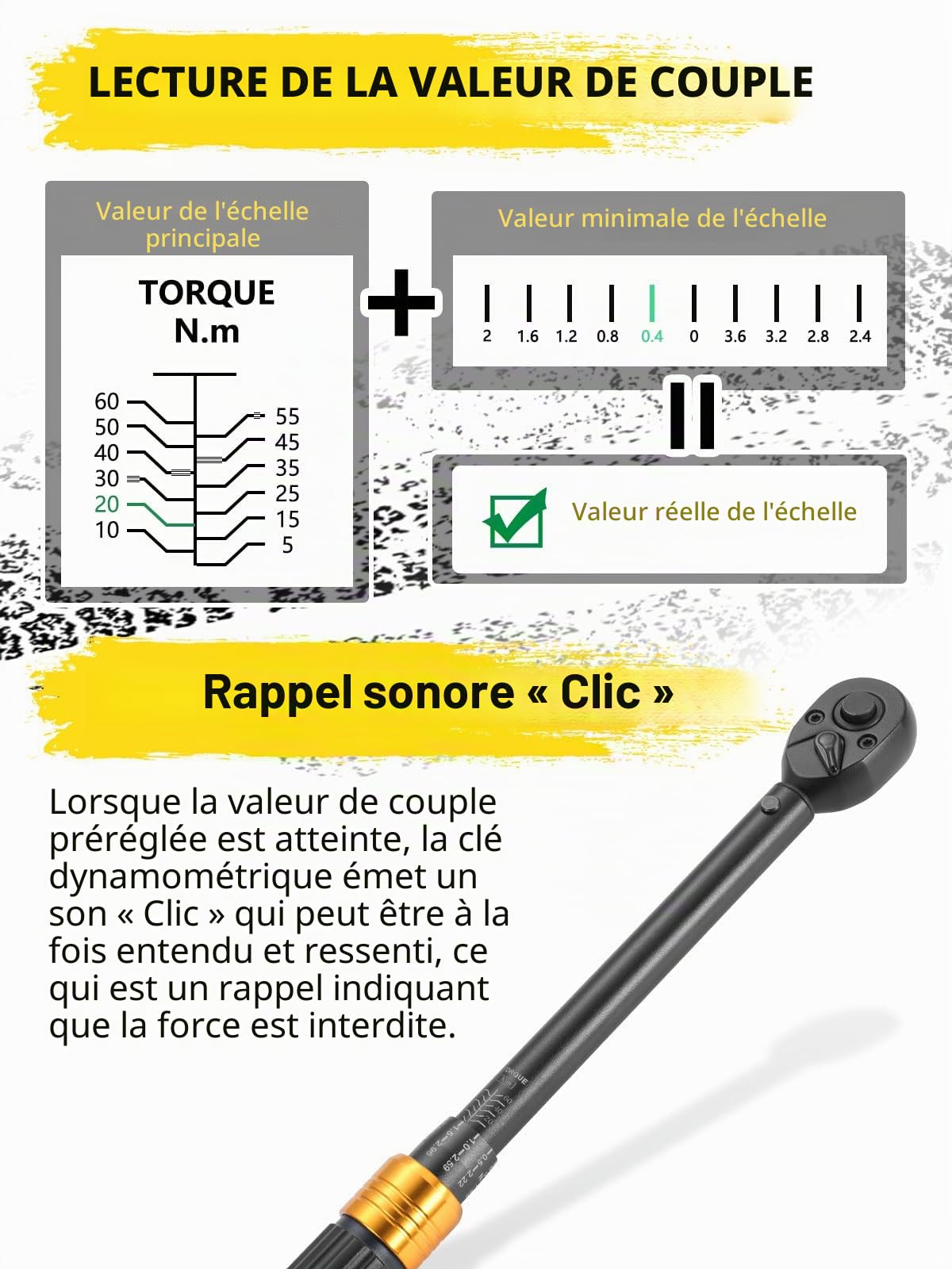 Jeu de 8 Clés Dynamométriques (1/4", 3/8", 1/2"), 72 Dents, Précision ± 3% Avec 3 Rallonges et 2 Adaptateurs - Outil Professionnel pour Vélo, Moto, Voiture
