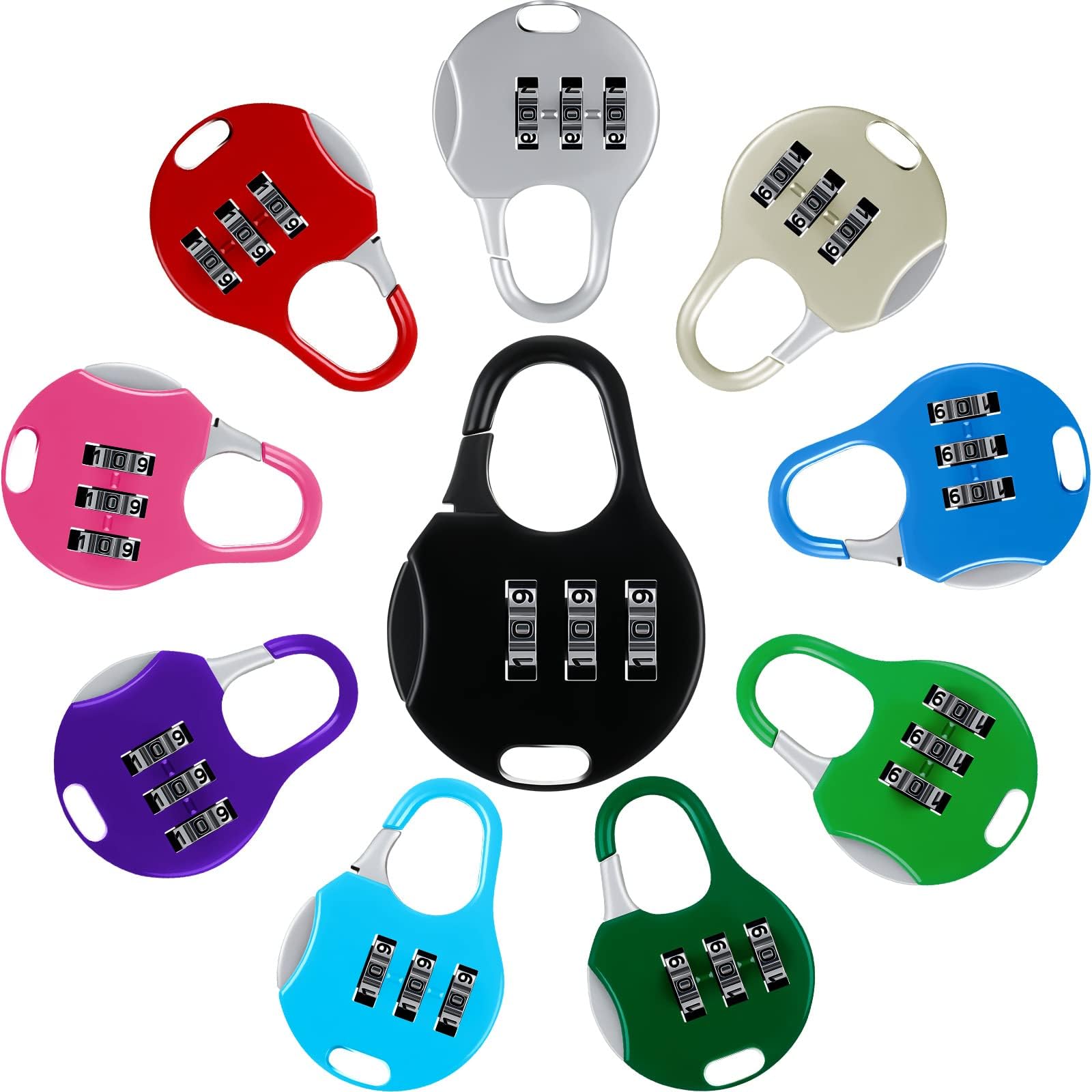 Moxweyeni 10 Pieces 3 Digit Combinations Padlock Safe Cipher Lock Mini Combination Lock Resettable Number Lock Small Colorful Locks for Lockers Suitcases Luggage Briefcases Computer Bags (Cute Style)