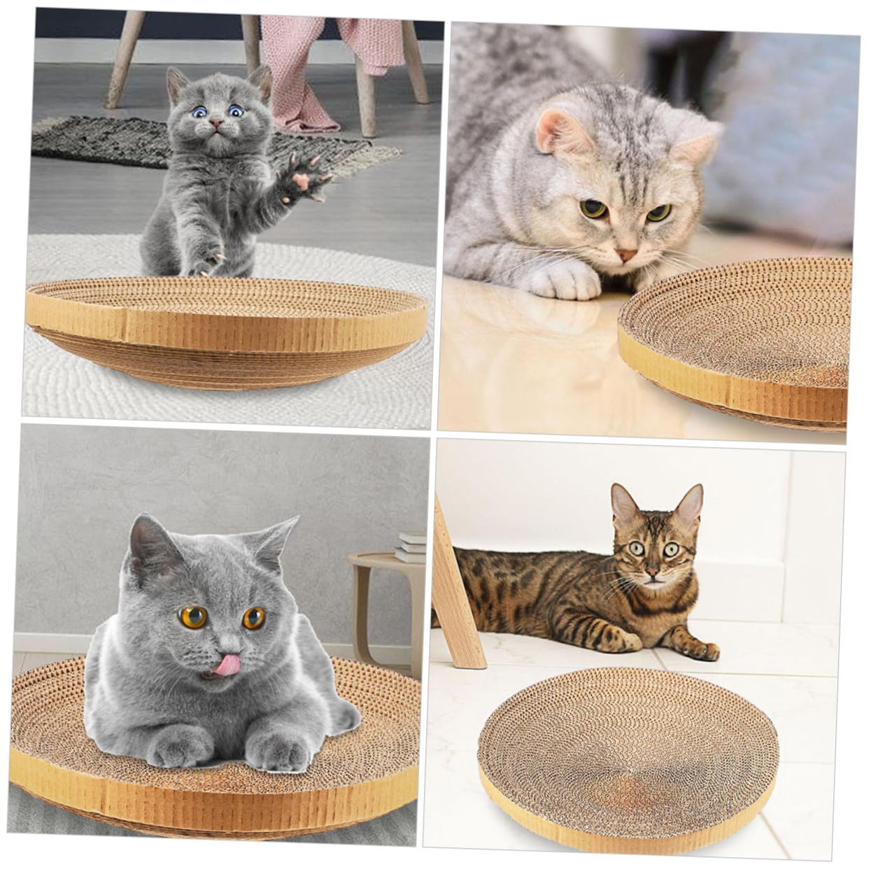 2 Stück Katzen Kratzbrett Ersatz Kern aus Leichter Verschleißfester Papier Wellpappe Runde Kratzmatte für Katzen Einfach Überall Platzierbar Khaki