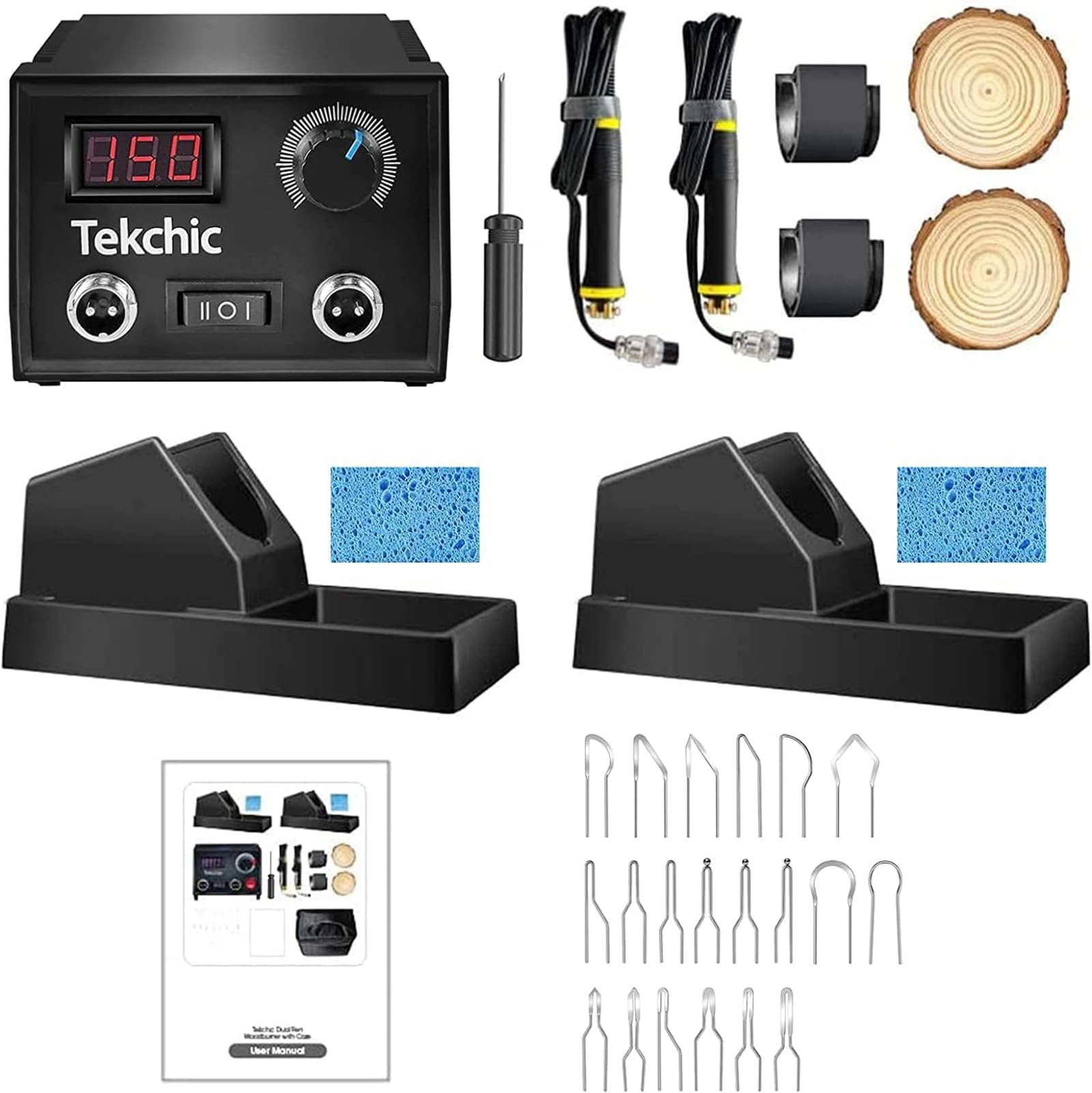 Professional Wood Burning Kit, TEKCHIC Pro1 Wood Burners for Wood Burning Pyrography with 20 Wire Nibs Tips Including Ball Tips