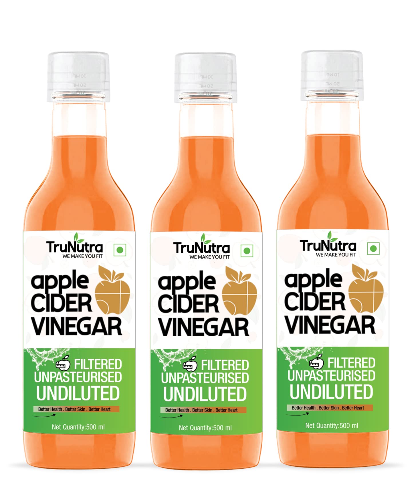 TruNutra - Apple Cider Vinegar (Filtered) For Weight Loss |100% Natural Himalayan Apples | Help In Digestion No Added Sugar Apple Cider Acv | 500ml (Pack 3) (B0C1GHKPV2) Amazon Price History, Amazon Price Tracker