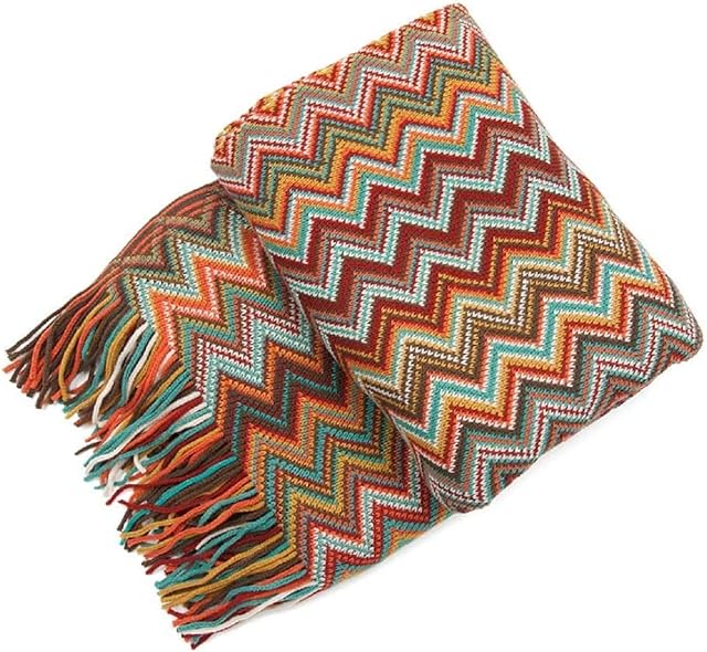 VANJOROY Bohemian Sofa Large Throw Blanket with Tassels, Warm soft cozy Decorative Armchair Throw for Couch, Sofa and Bed. (130×180(50×70In), Red)