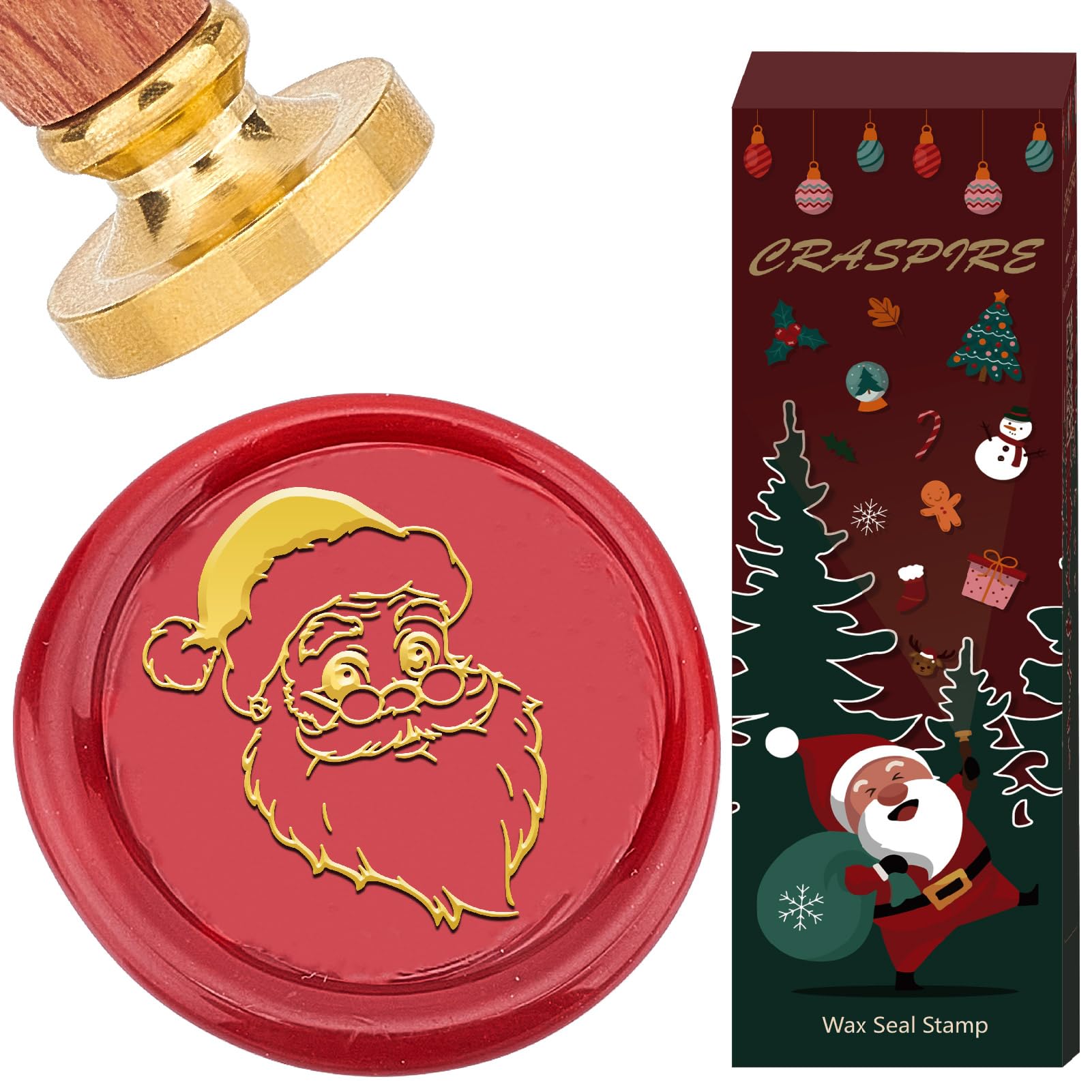 Santa Claus Christmas Wax Seal Stamp 25mm - Brass Seal With Wooden Handle