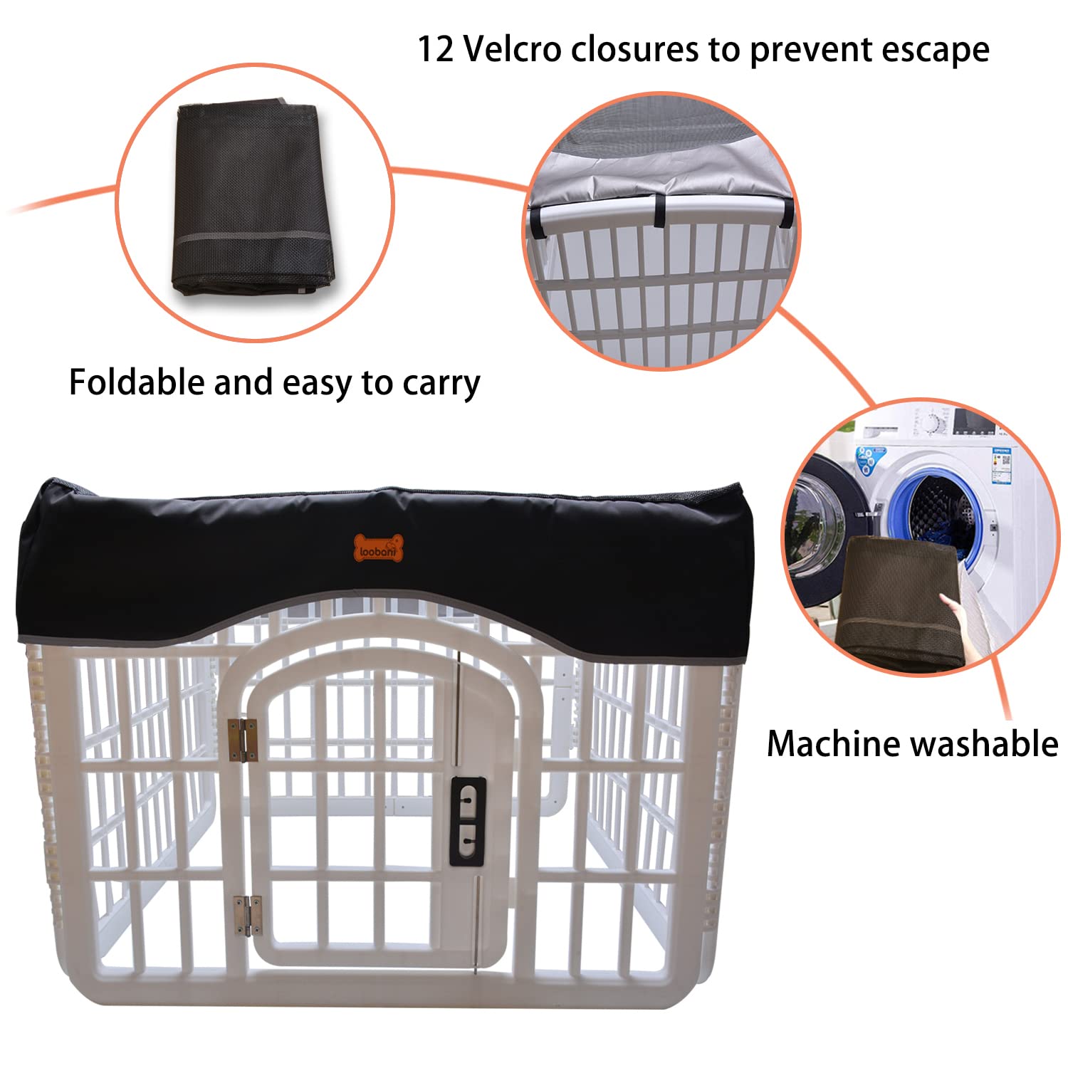 Dog Playpen Mesh Top Cover Pet Play Pen CoverKeeps Pet 36 Inch Panel