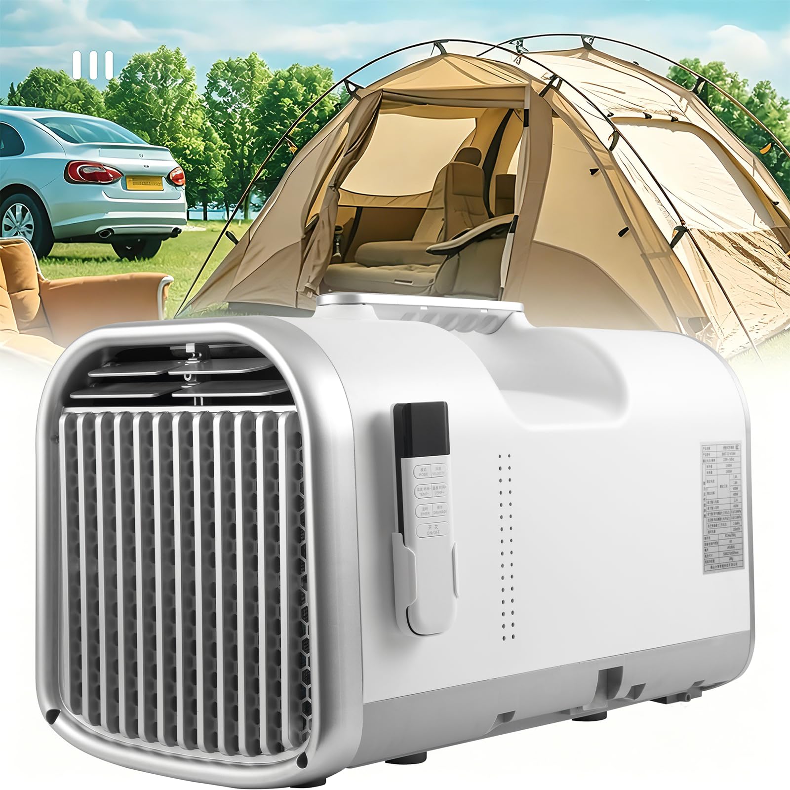 KPOUYYDS Portable Camping Air Conditioner, Tent AC with 5100 BTU Cooling for Camping, RV, Tents & Small Room, 110V 400W Low Power Consumption with 12H Timer, Remote Control 60°F-89°F V1pro