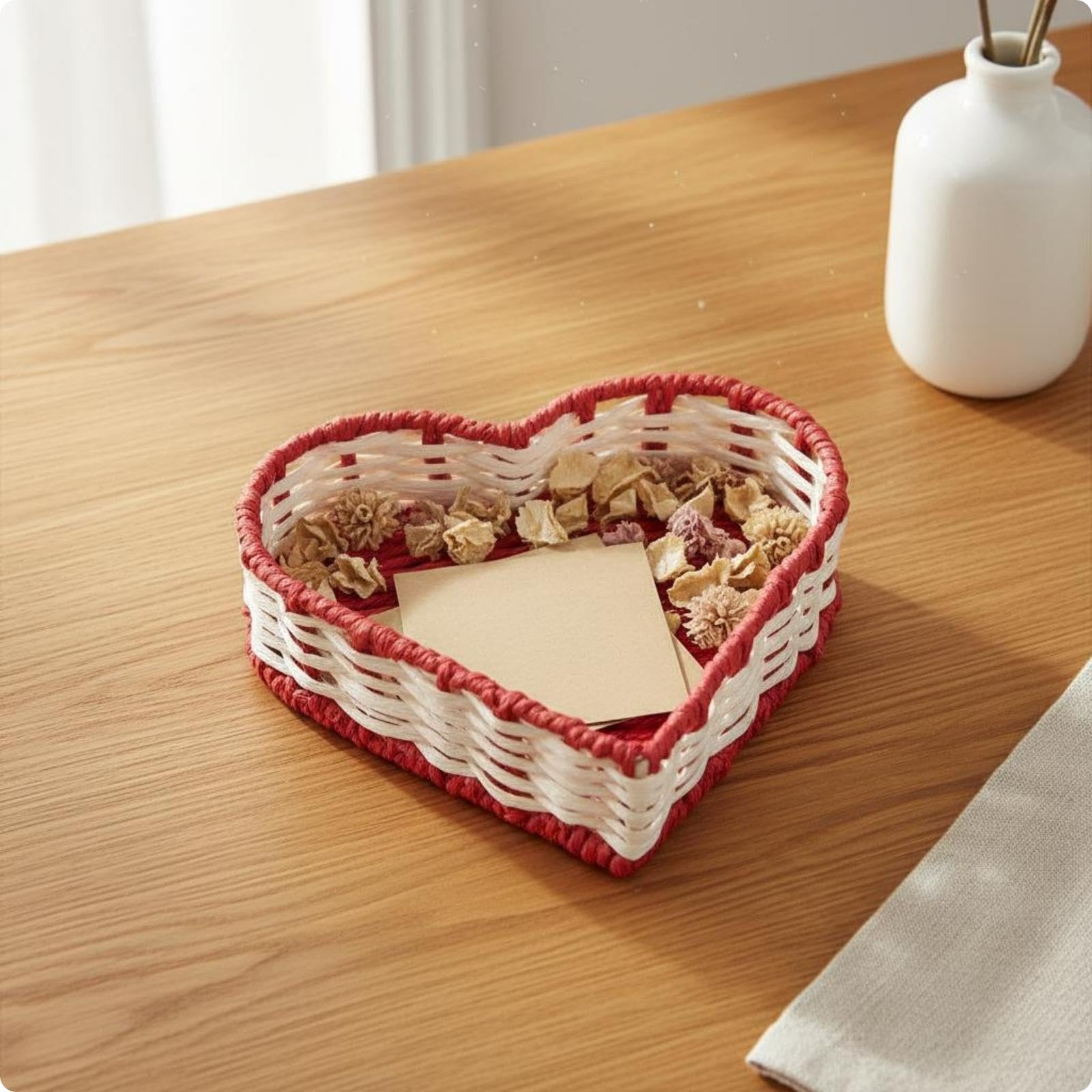 Heart Shaped Storage Basket Handmade Heart Storage Basket Desktop for Dresser, Shelf S Ym-152-image-42