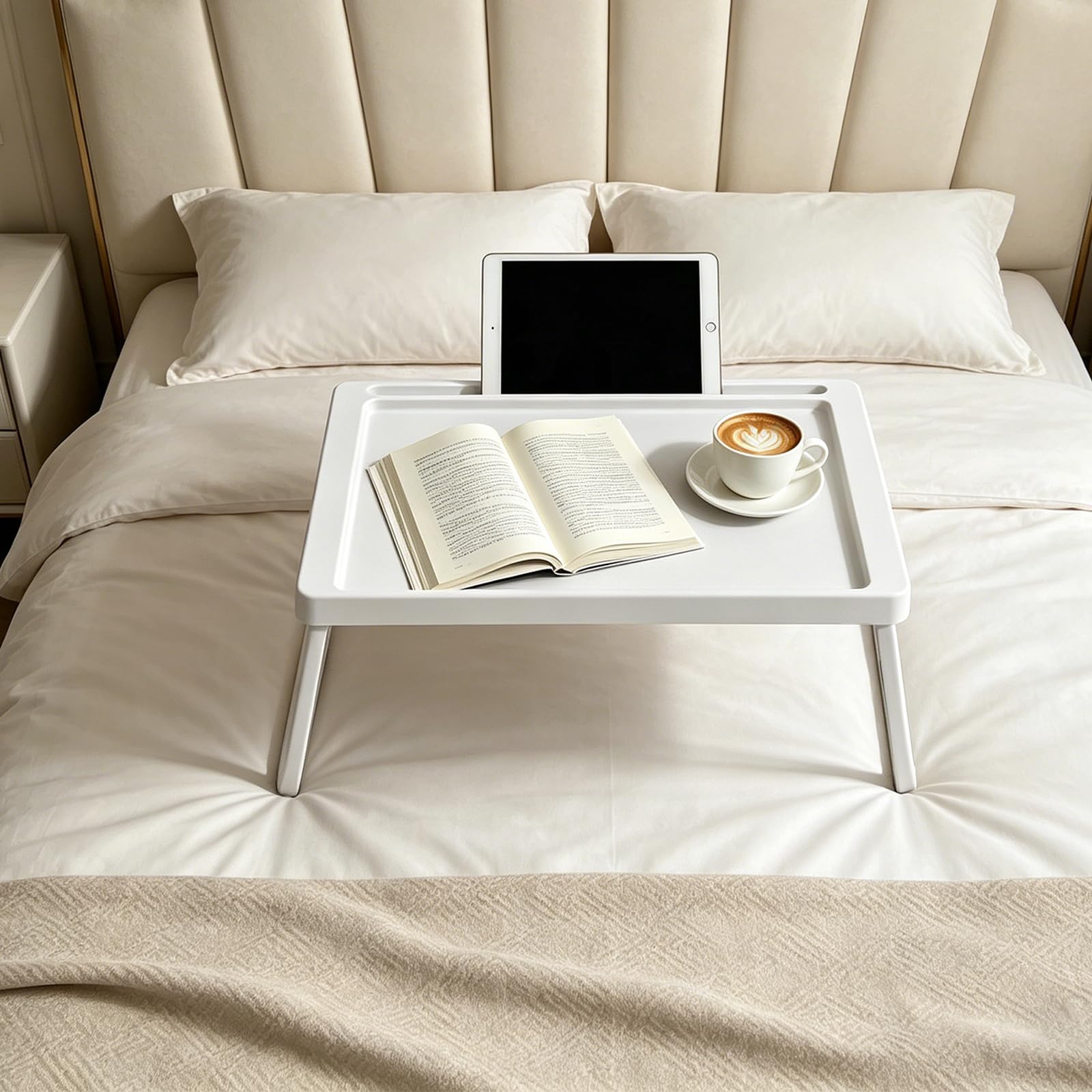 Plateau de lit Pliable 54x35.5cm Blanc pour lit canapé Bureau