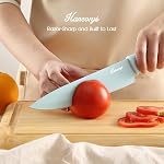 Colorful Knife Set, 13 Pieces Kitchen Knives Set with Nonstick Ceramic Anti-Rust Coating, Chef Knife Sets with 6 Blade Guards, Dishwasher Safe, Gifts Knife Set for Women
