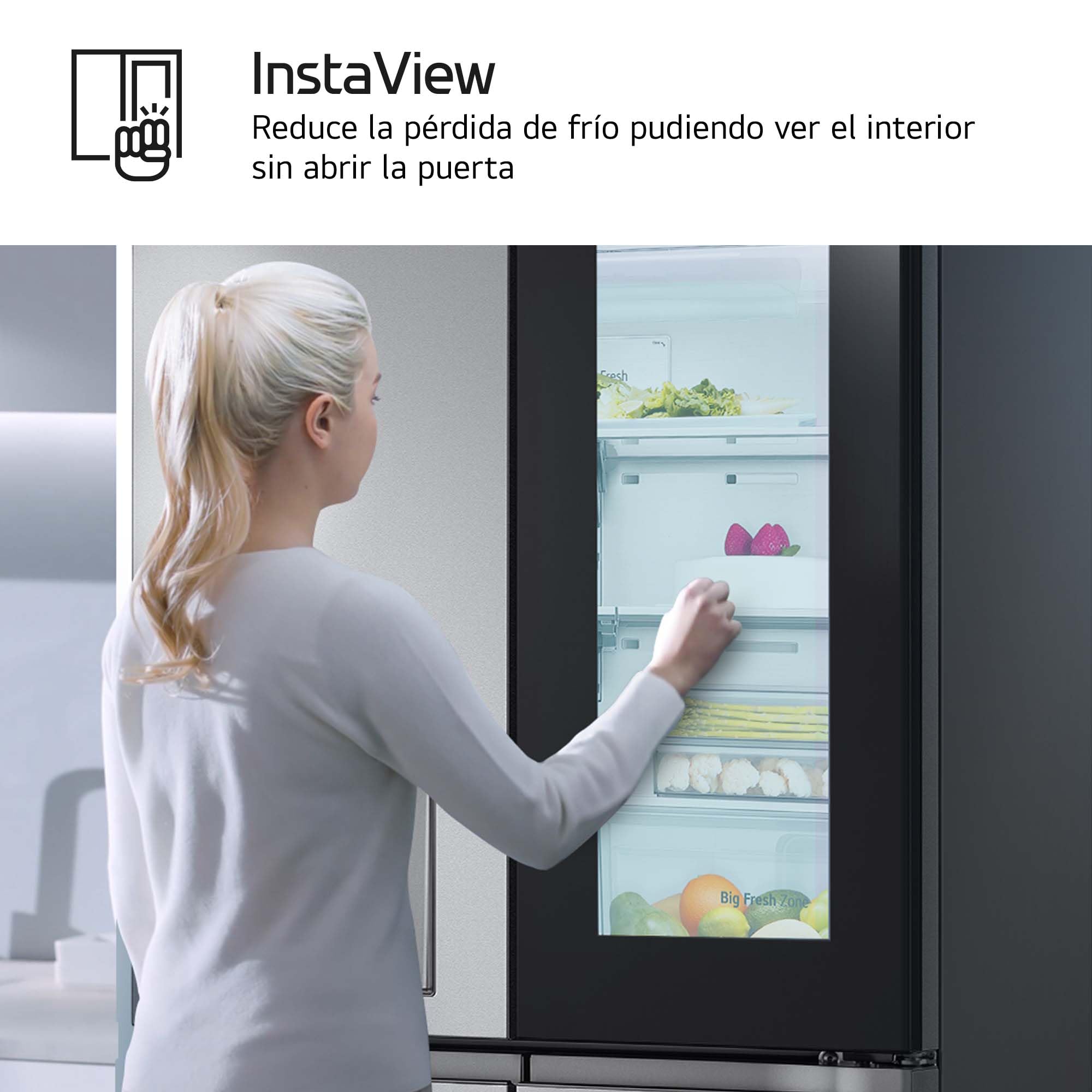 LG GMG861MBAE - Frigorífico American Combi InstaView, Clasificación E, 508 L, Door Cooling, Linear Cooling, UVNano, 1,80 m, Acero texturizado antihuellas