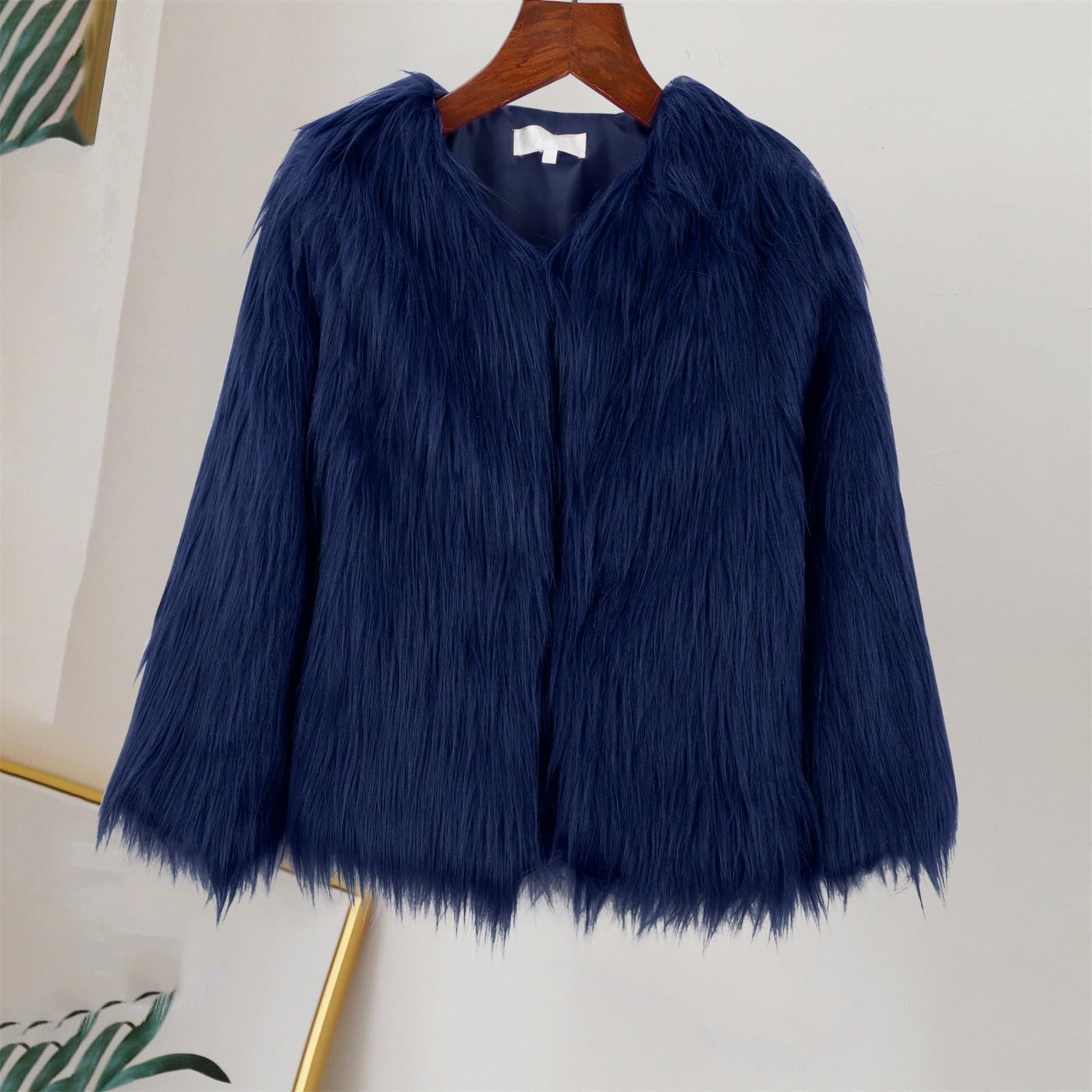Girls Winter Faux Furry Coats Toddler Baby Windproof Fleece Shaggy Jacket Kids Long Sleeve Thick (Dark Blue, 5 Years)