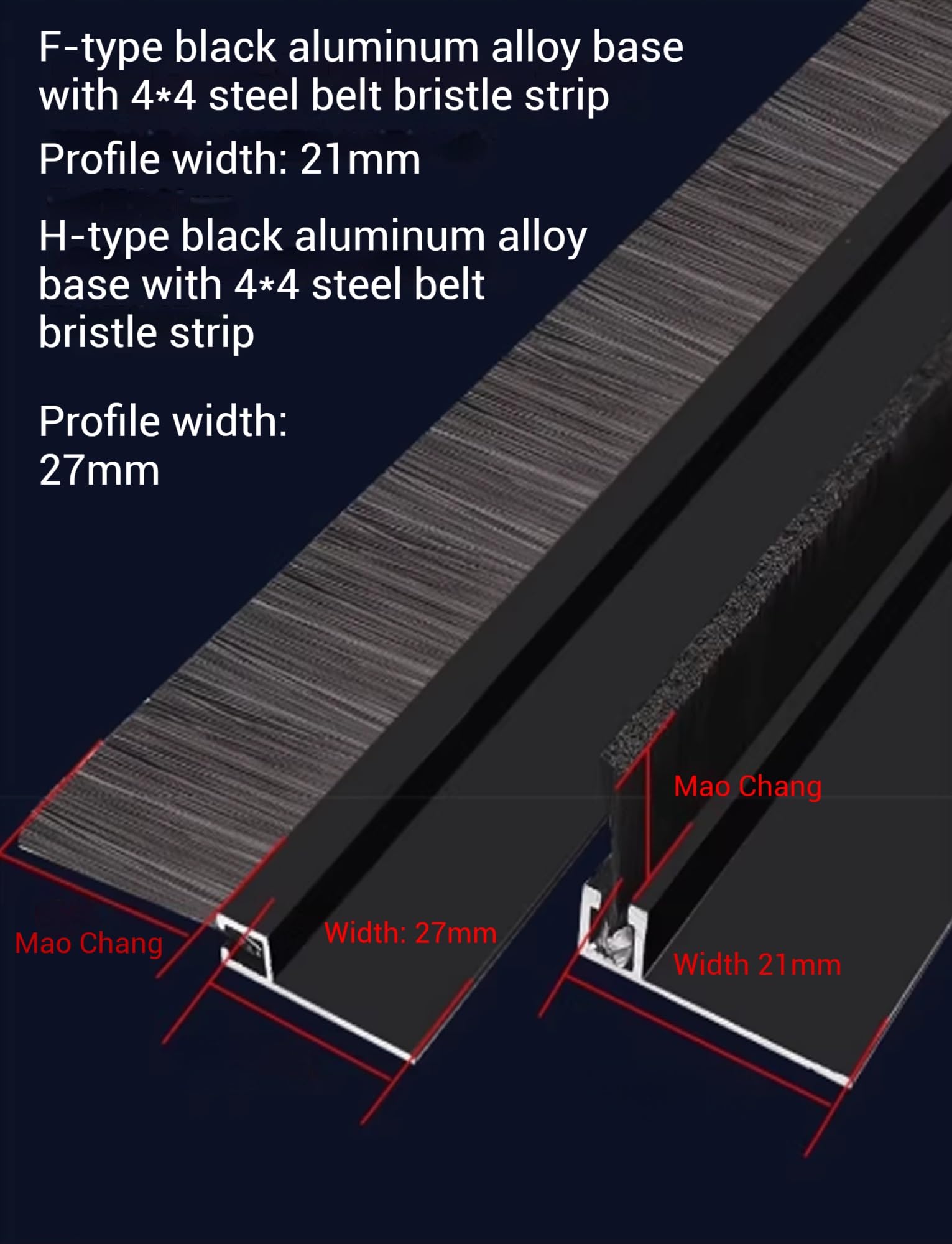 Spazzola a strisce in lega di alluminio nera - Strumento industriale for sigillare armadi e porte (100 cm) - Facile da installare(Size(F),5cm)
