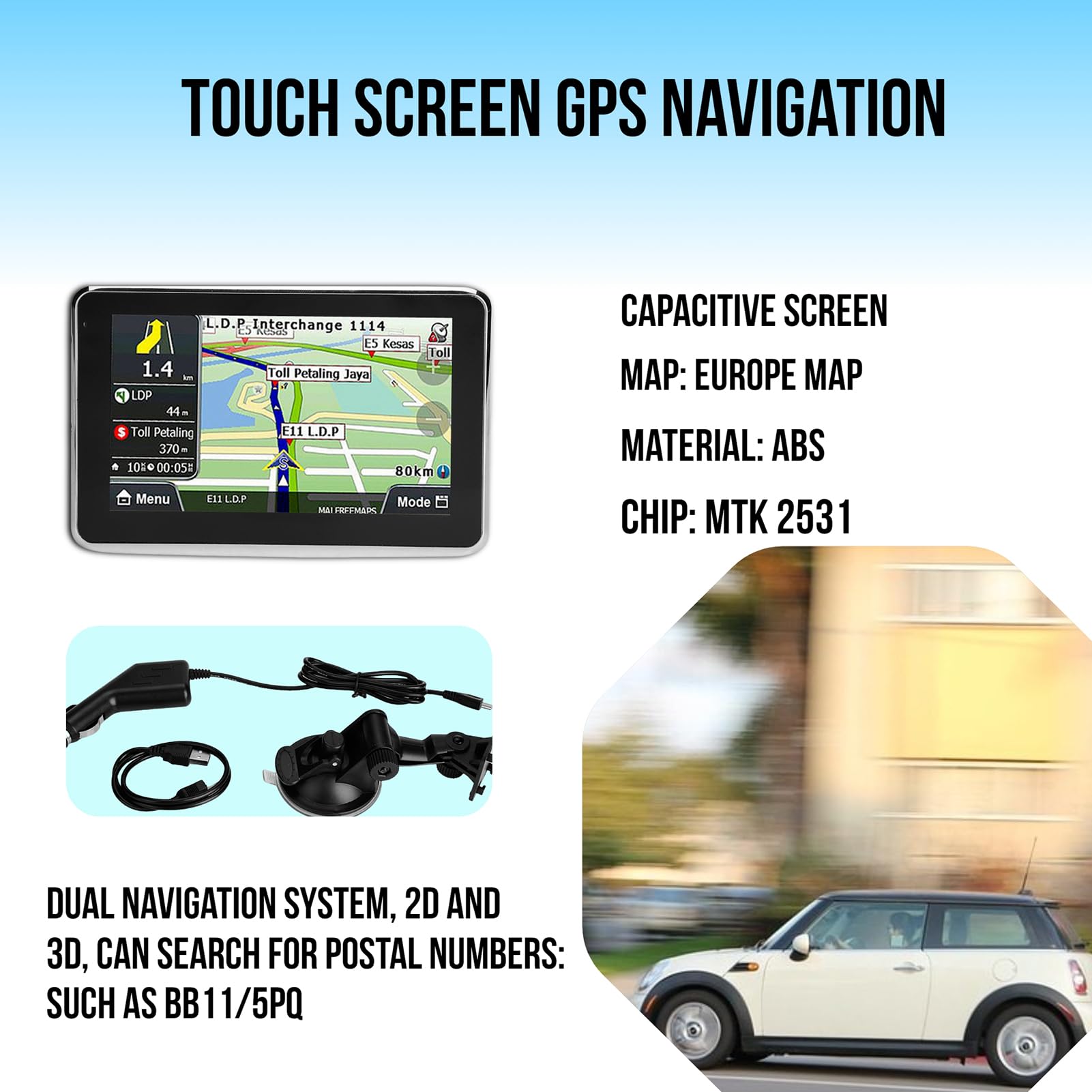 Navigatore GPS Touch Screen 5 Pollici Universale per Auto Camion