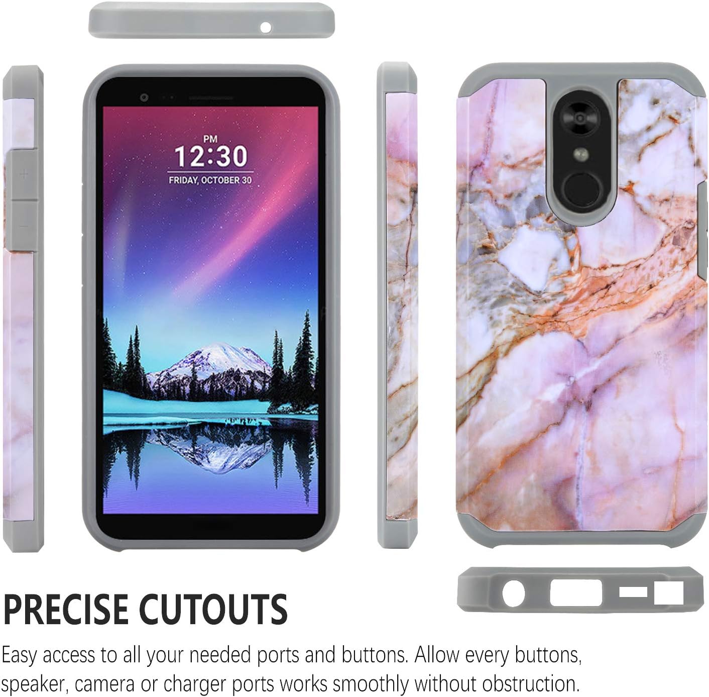 STARSHOP Compatible For -LG Stylo 5 Case, [Not Fit Stylo 4 / Stylo 6] with [Tempered Glass Screen Protector Included], Shock Absorption Impact Advanced Protective Phone Cover - Marble Pattern