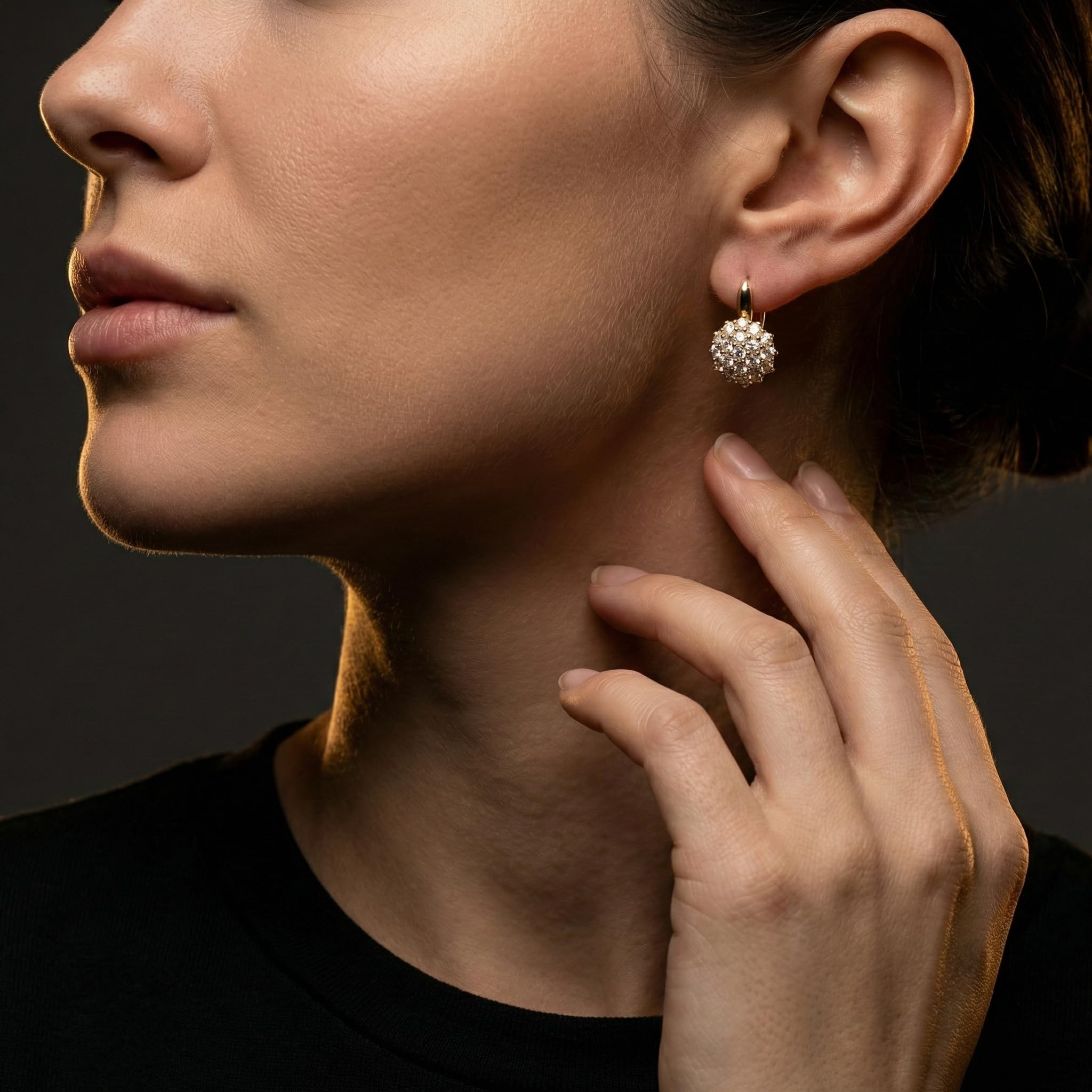Boucles d'oreilles créoles en forme de tournesol en moissanite de 1 carat - Pour homme et femme - Couleur D - Plaqué or 18 carats - Argent sterling 925 hypoallergénique - Diamant créé en laboratoire