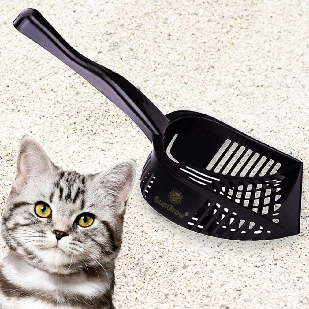 SunGrow Cat Litter Scoop, 14 Inches, Lightweight, Plastic Pet Poop Shovel, Black Color with Convenient Hanging Hole, Great for Siamese,…