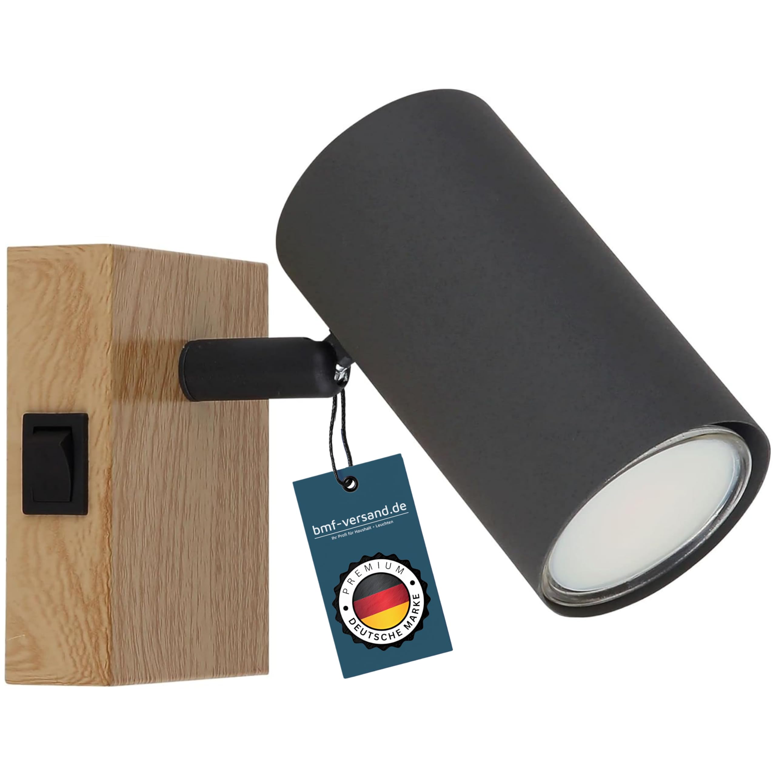 Bmf-versand® Lampe Multiprise Avec Interrupteur - Applique Murale Intérieure Pour Chambre à Coucher Avec Prise - Lampe Murale Pour Chambre D' Enfant - Lampe De Lecture En Laiton Vieilli Noir GU10