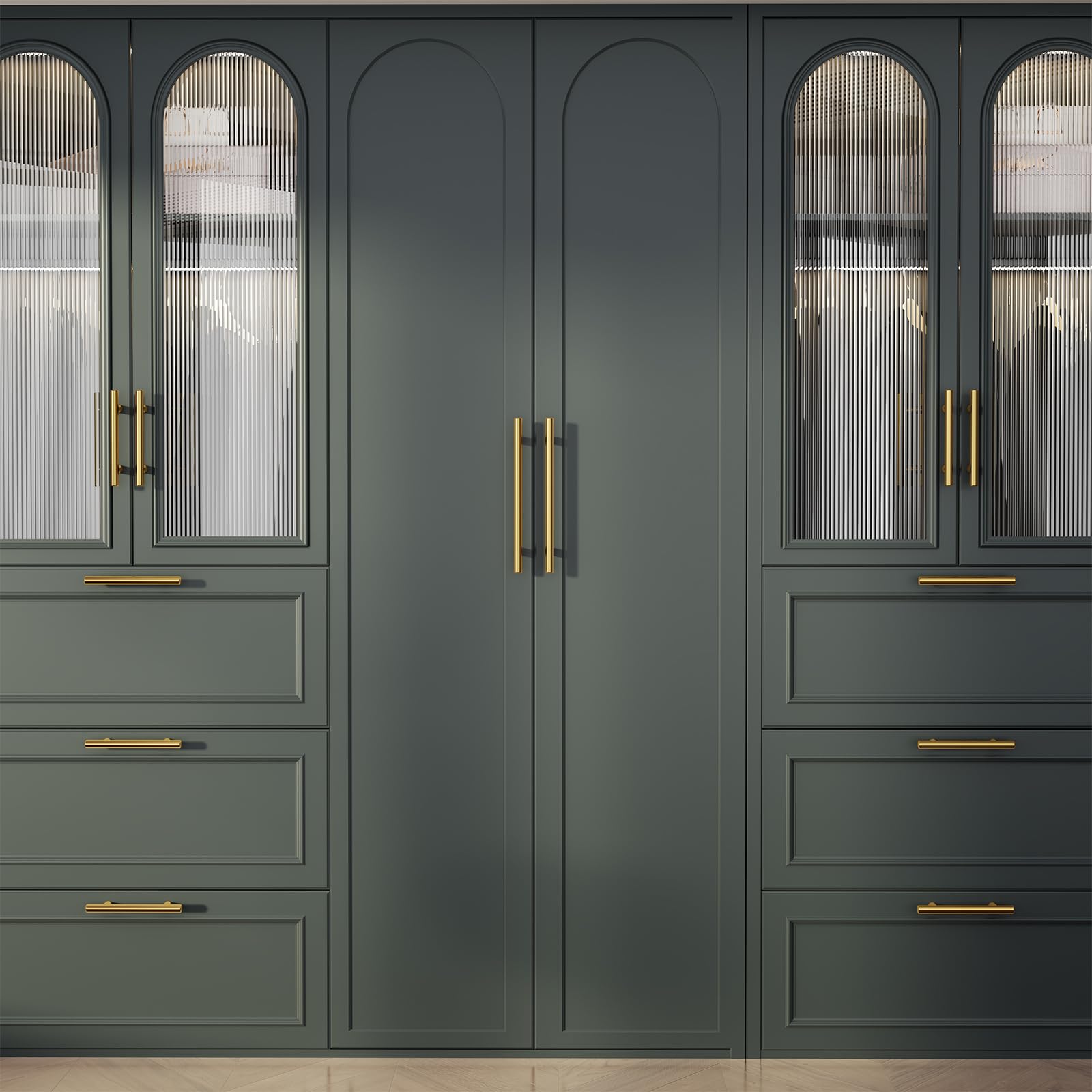 Goldenwarm 20 Pack 3-1/4 Inch Cabinet Handles - Brushed Brass Drawer Pulls