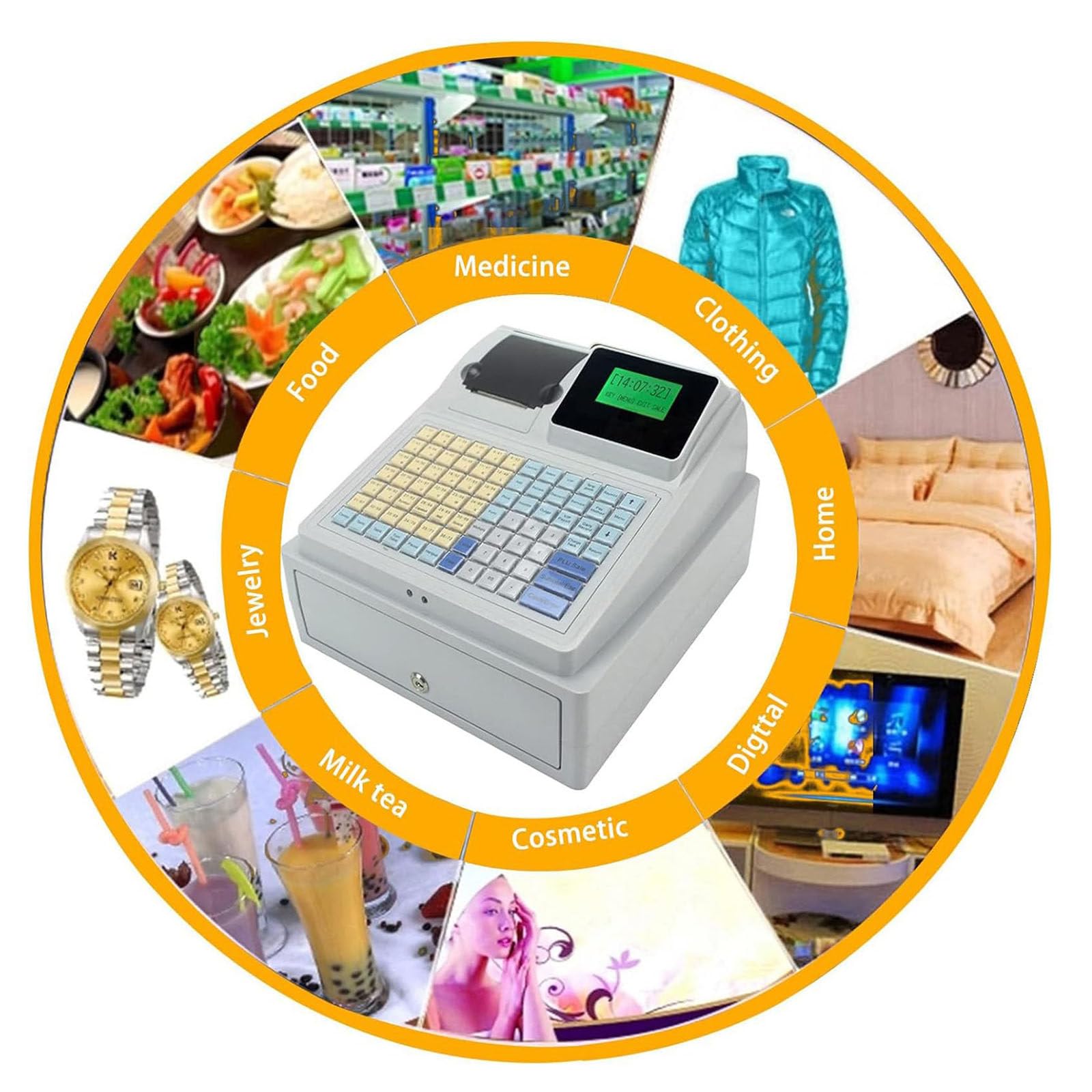 Registratore di Cassa LCD, contasoldi elettronico con Lampada di rilevamento Denaro, Sistema di Gestione della Cassa con opzioni di smistamento Bancomat, Display a Doppio Schermo