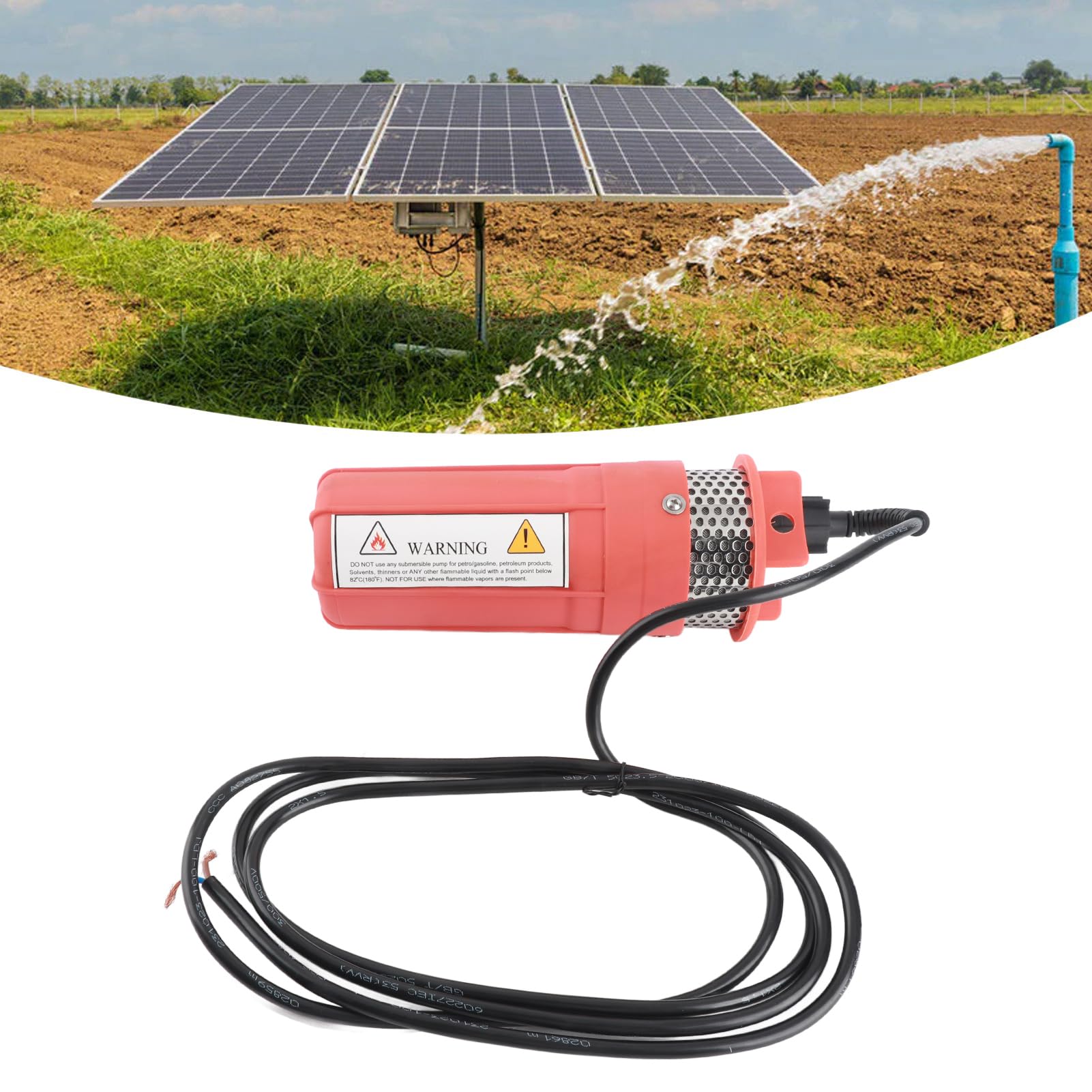 Bomba de Agua Sumergible Solar 230 Pies Elevación 6.5L Bomba de Agua de Pozo Profundo para Estanque de Riego DC 24V Azul o y 4 También Se Usa de Bombeo de Sumergible para Este de Pozo