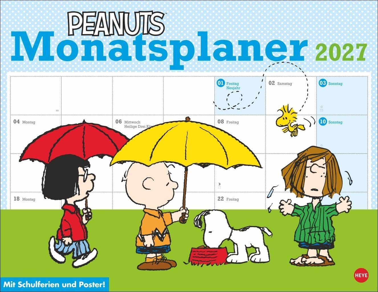 Peanuts Monatsplaner 2027: Praktischer Wandplaner mit den bekannten Peanuts-Comics. Kultiger Wandkalender zum Eintragen. Terminkalender mit lustigen Bildergeschichten.