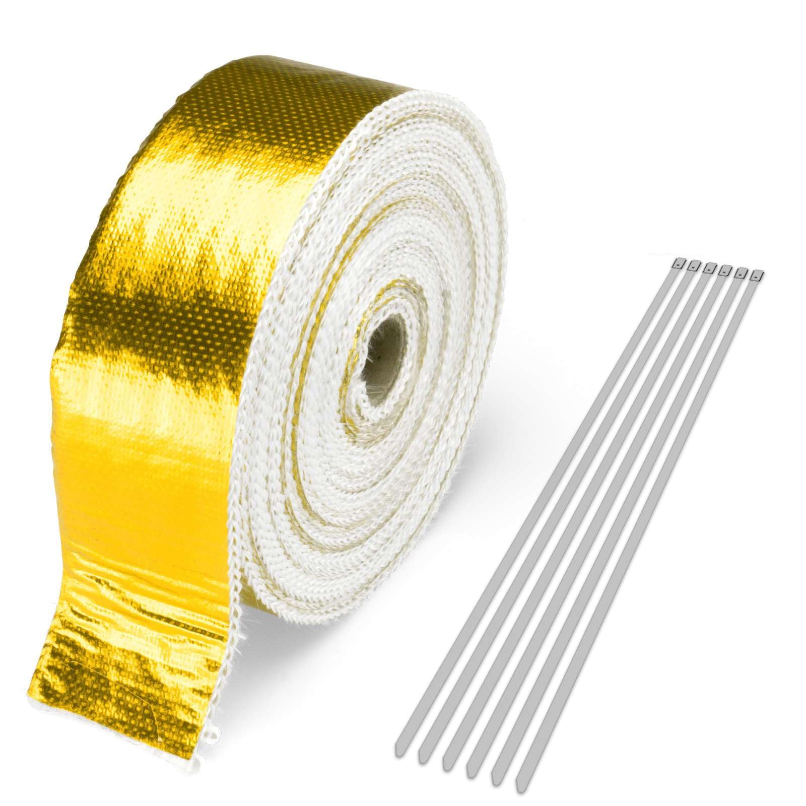 Exhaust Header Heat Pipe Wrap Motorcycle Titanium Tape 50mm (2") X 25 Ft & Clips - View #4