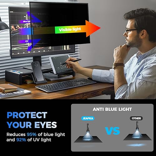 Miniatura 7 de Paquete de 2 pantallas magnéticas de privacidad para computadora de diseño oculto de 24 pulgadas, filtro de pantalla extraíble para monitor sin