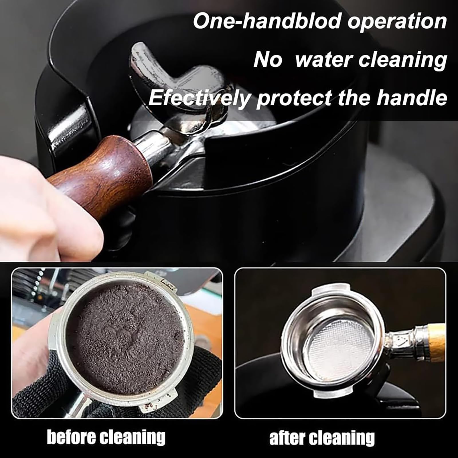 Limpiador automático de portafiltros de café, máquina de Limpieza eléctrica con 3 cepillos, Compatible con recipientes de 58 mm, Limpieza rápida en 5 Segundos, instalación de escri