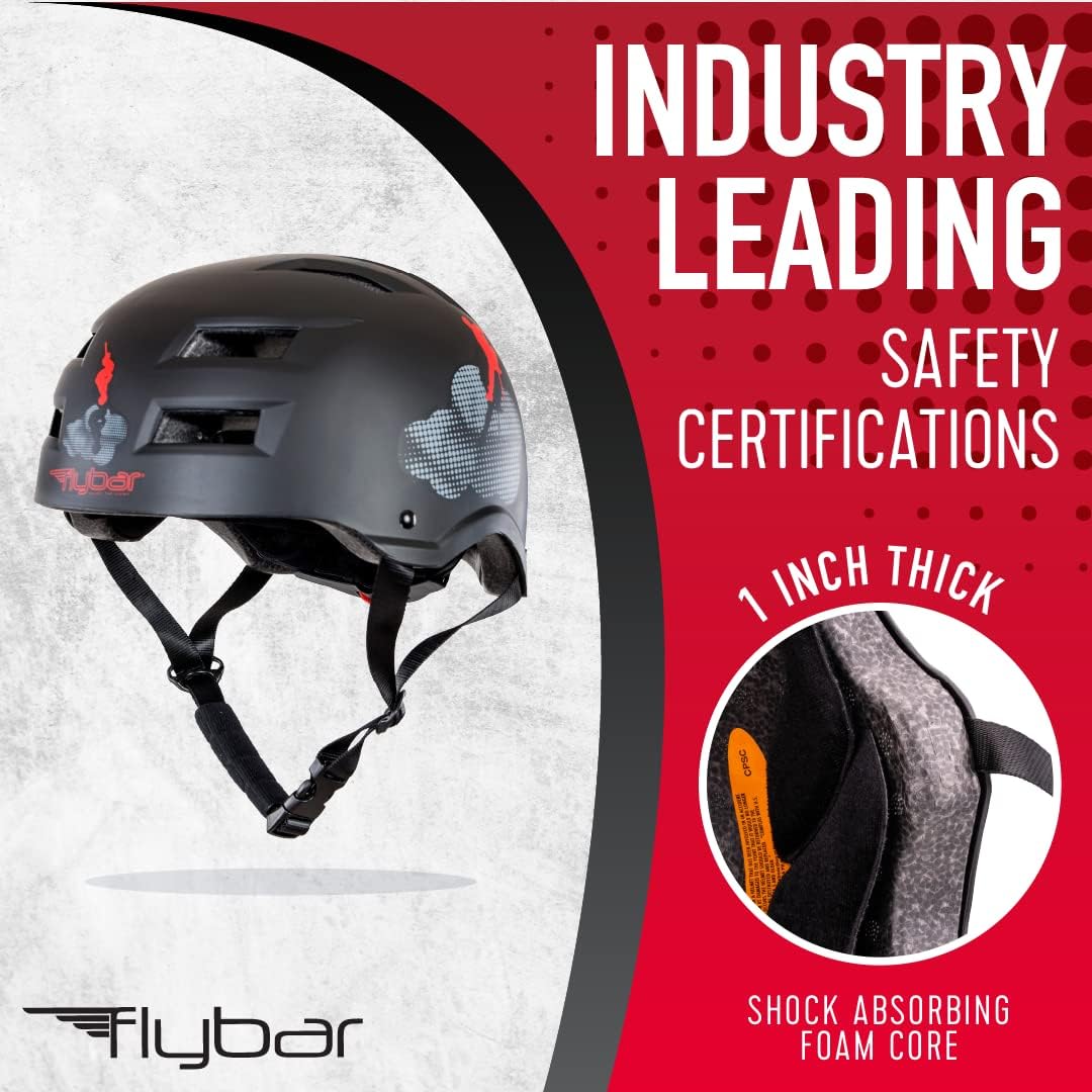 Flybar Bike Helmet- Multi Sport Dual Certified Adjustable Dial, Lightweight Skateboard Helmet, Roller Skating, Pogo, Electric Scooter, Snowboard, Boys and Girls Kids- Adults Helmets : Sports & Outdoors