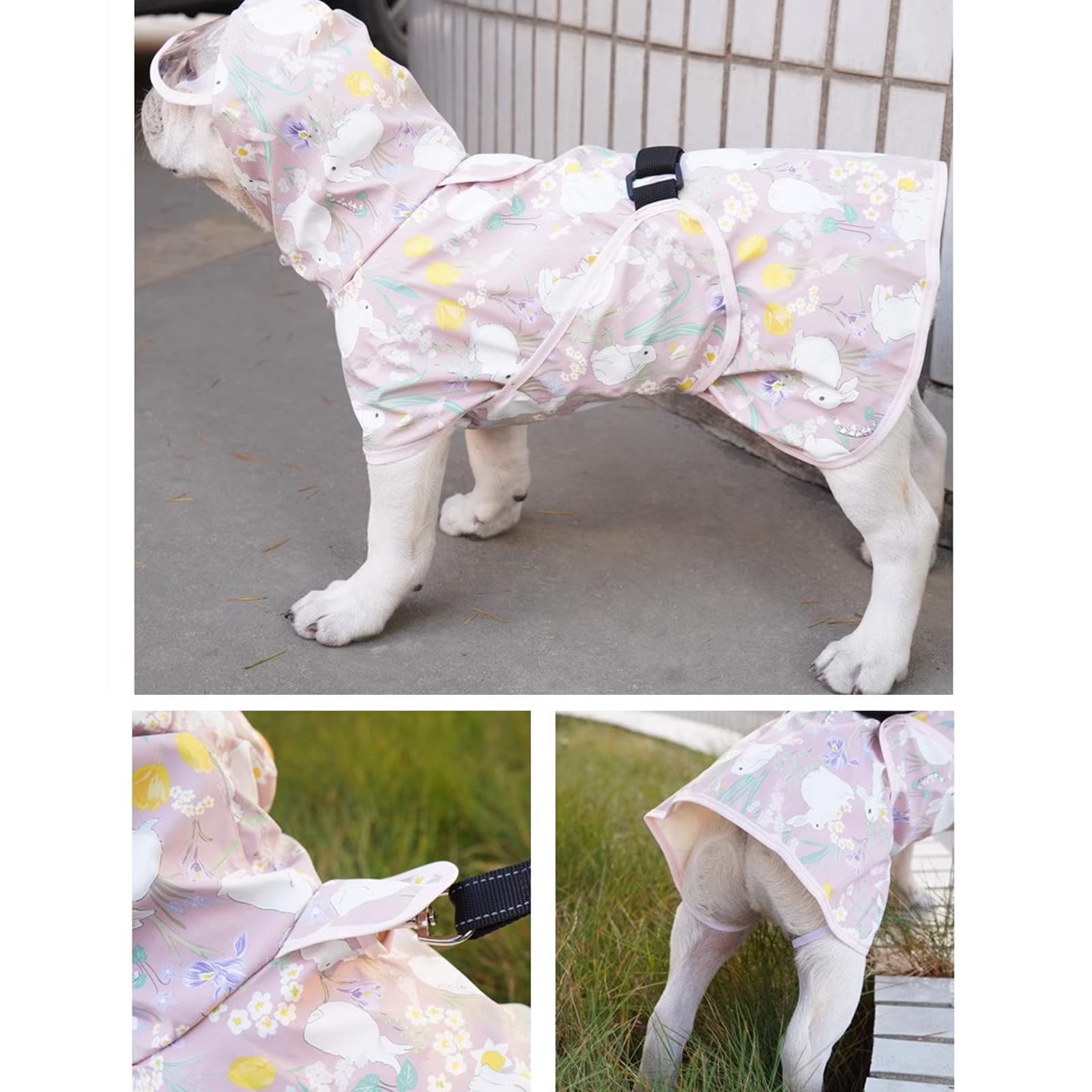 Hunde-Regenmantel, Verstellbarer, Transparenter Hunde-Regenmantel Mit Kapuze, Glatter Regenumhang, Leichte Welpen-Regenausrüstung, Outdoor-Kleidung Mit Leine