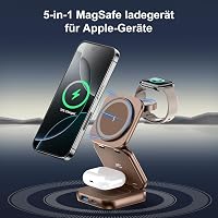 AC Island 5 az 1-ben Mágneses Töltőállomás iPhone 16/15/14/13/12, Apple Watch, AirPods Készülékekhez - Összecsukható Utazási Vezeték Nélküli 2