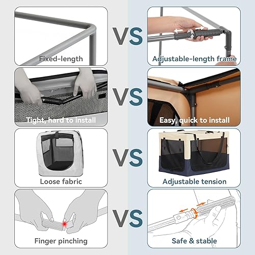 Miniatura 3 de PETSFIT Jaula portátil suave de 30 pulgadas para perros  Marco resistente en espiral patentado, perrera plegable para perros medianos, 3 puertas de