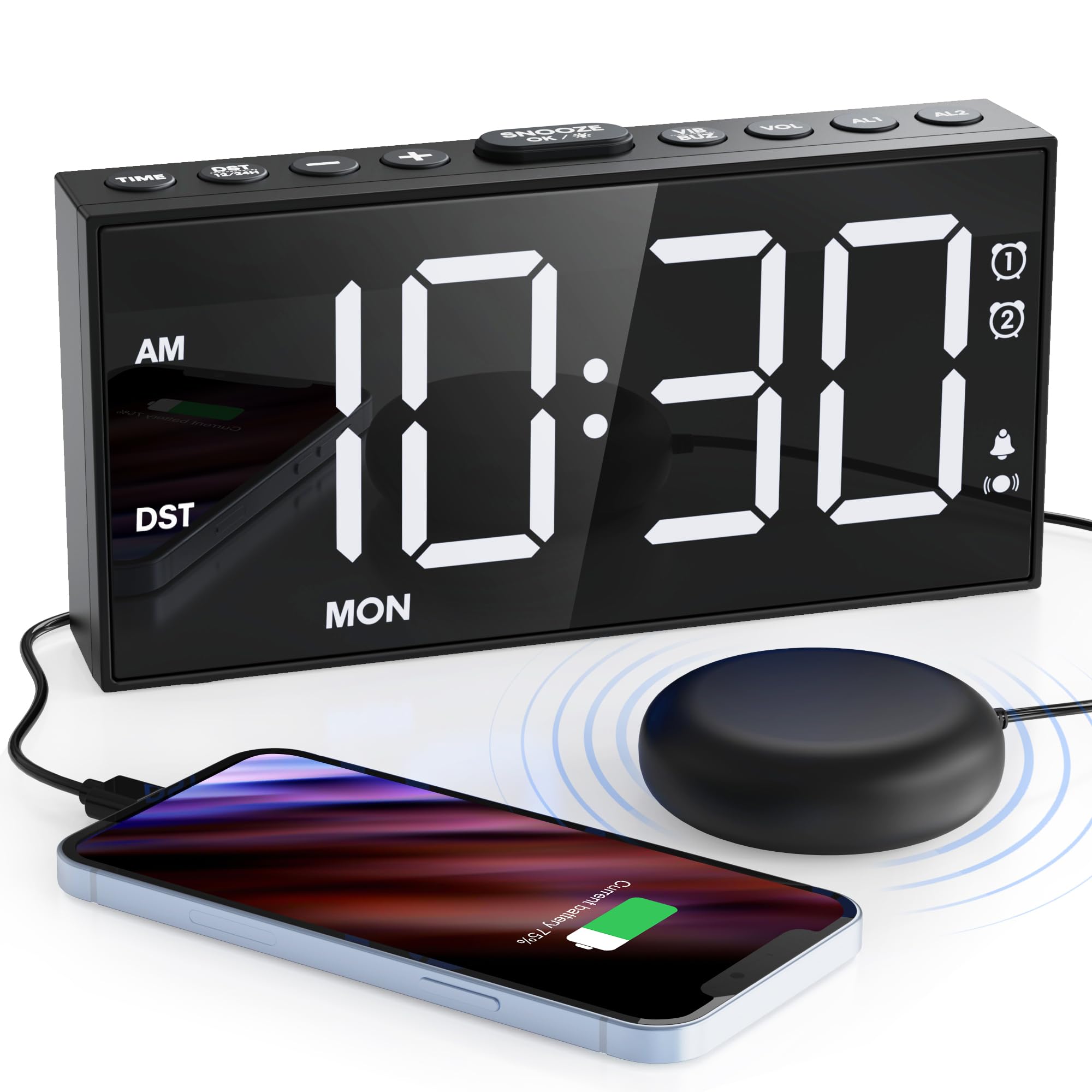 Amazon.com: Mesqool Loud Alarm Clock for Heavy Sleeper, with