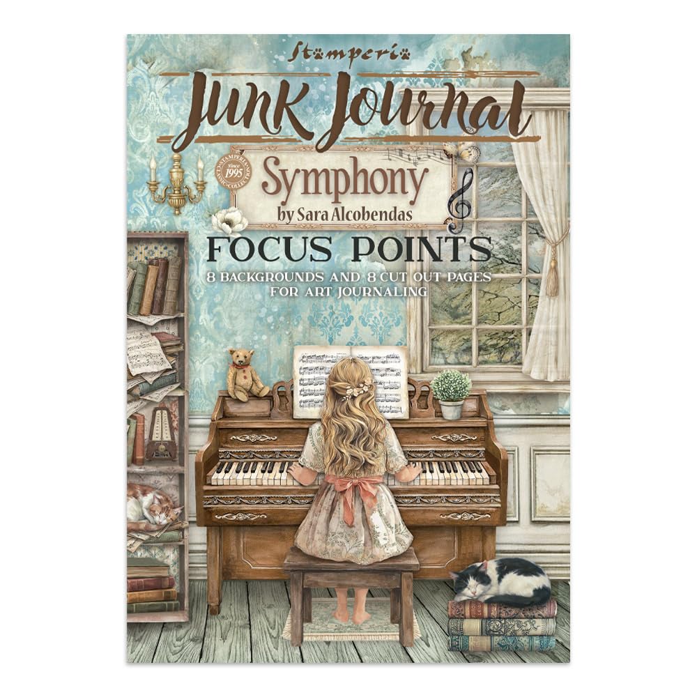 Stamperia - Junk Journal Stickers, Cut-Outs, and Backgrounds for Scrapbooks, Albums, Card Making, Bullet Journalling and More, Perfect for Hobbies, Crafts, and Gifting (Symphony) (Focus Points) (A5)