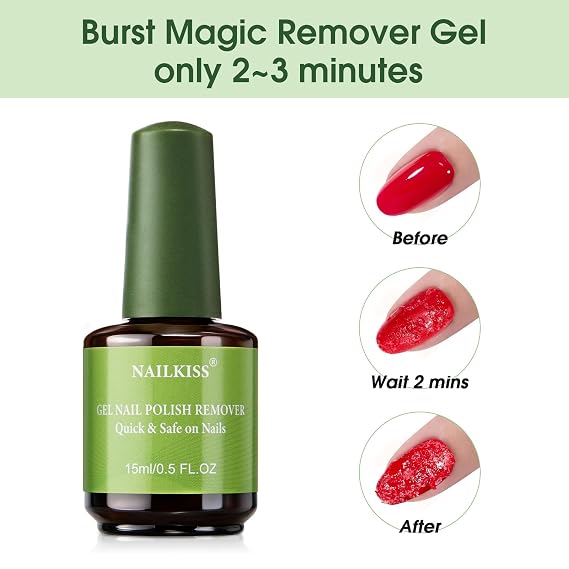 15ML Gel Nail Polish Remover, Professional Gel Polish Remover for Nails, Quick & Easy Polish Remover In 2-5 Minutes, No Need for Foil Soaking Or Wrapping