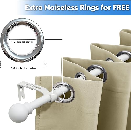 Miniatura 5 de YeYeBest Barras de cortina para ventanas de 28 a 64 pulgadas, juego de barras de cortina de metal de 58 pulgadas, barra de cortina Winbdow