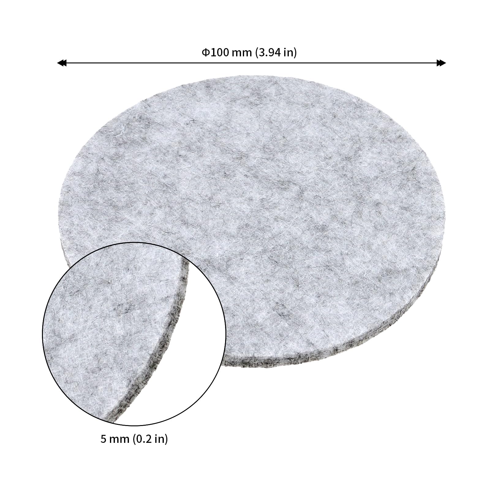 60 Stück Filzuntersetzer Rund, 10 cm Durchmesser Hellgrau Filz Untersetzer, 5 mm Dick Untersetzer für Tassen