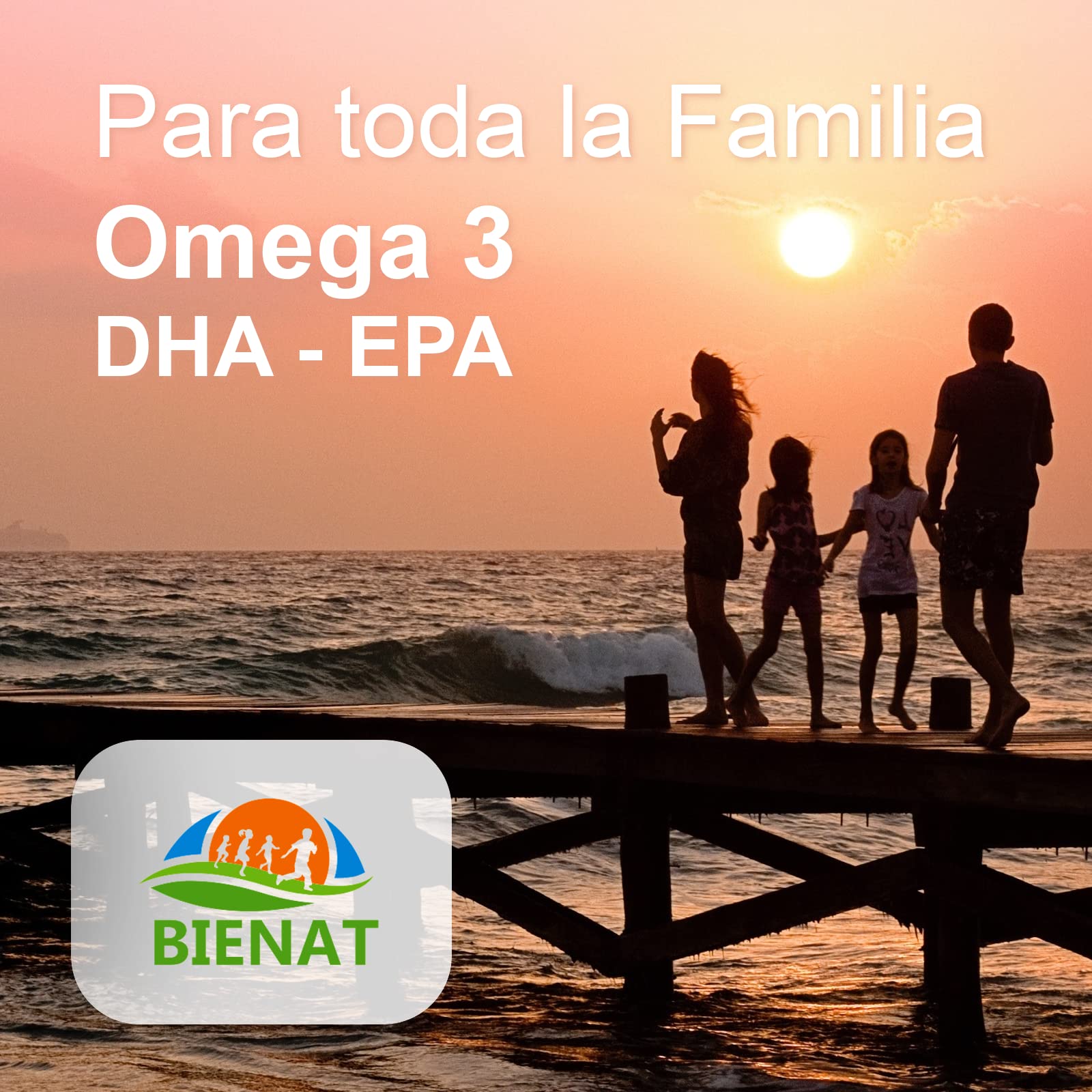 Bienat Omega 3 DHA 1200mg 60 Cápsulas Blandas – Omega 3 1200mg por cápsula – DHA 1080mg por Cápsula con 85% de Pureza – Vitamina E Natural (60 Cápsulas)
