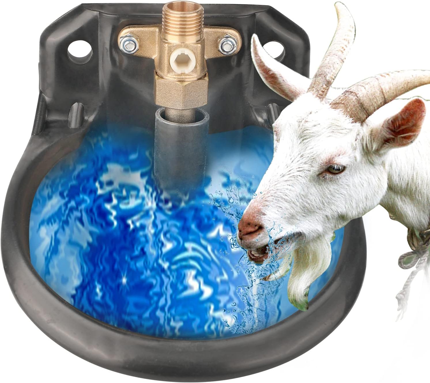 Milifun Goat & Sheep Water Bowl with Copper Valve, Automatic Livestock Waterer for Horses & Cattle