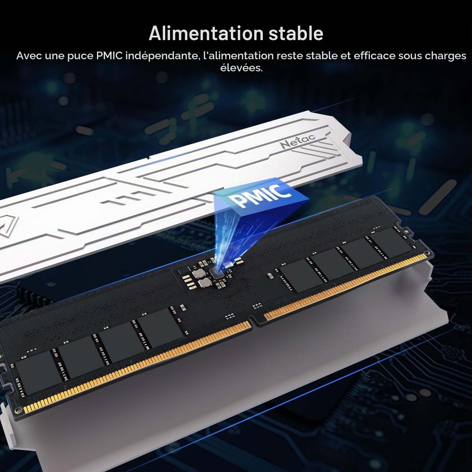 Netac DDR5 32 Go (2 × 16 Go) RAM 6400 MHz 1,4 V CL32 Intel XMP 3.0 Mémoire de bureau Blanc