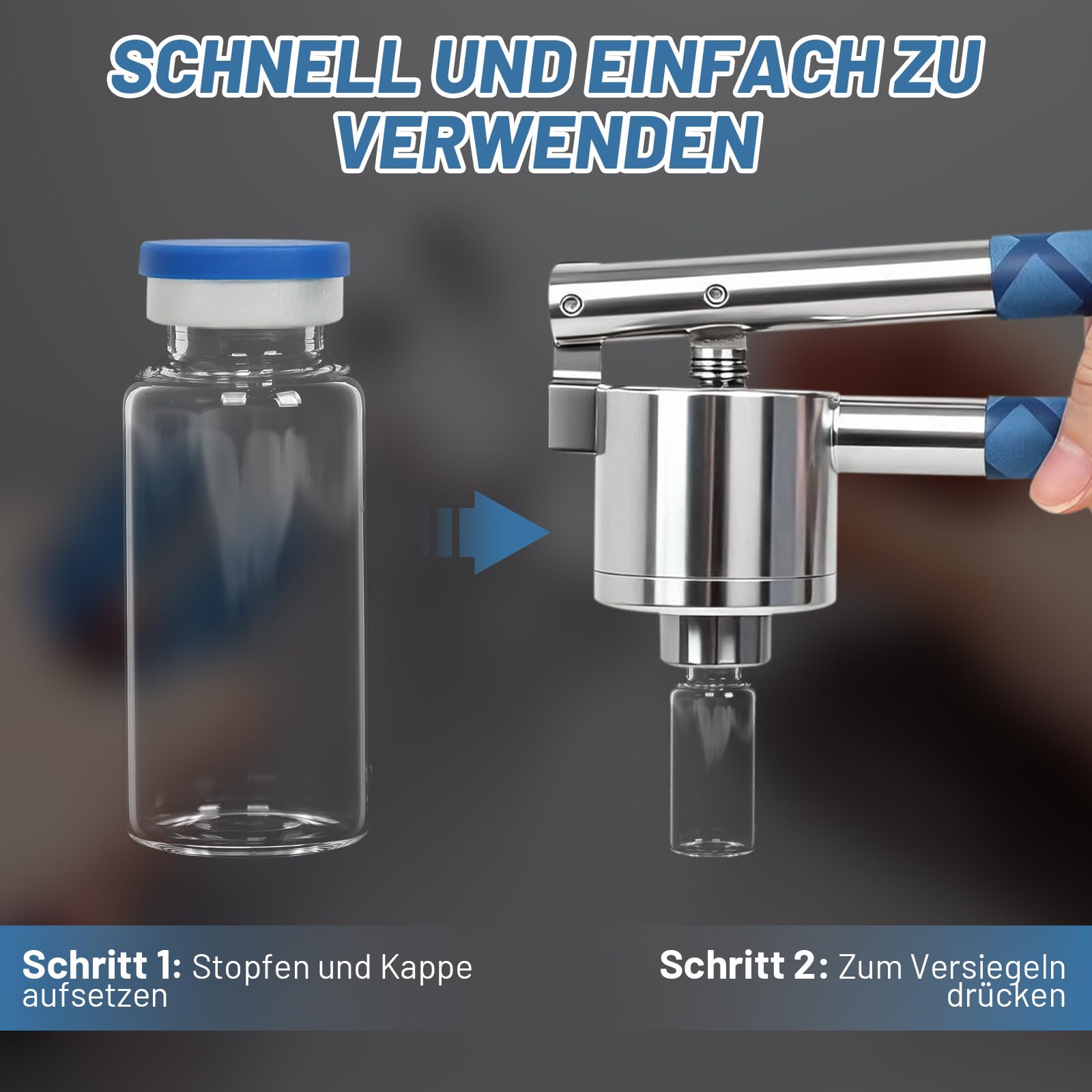 20mm Crimper für Flip off Fläschchen + 100 Stücke 10ml labor Glasfläschchen + 100 Gummistopfen + 100 Kunststoff-Aluminium-Kappen