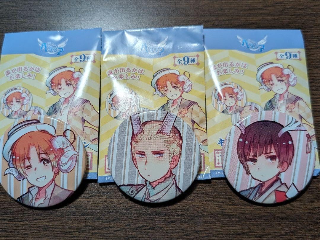 Amazon | ヘタリア つのたりあ 缶バッジ 伊 独 日 原作絵柄 | バッジ 