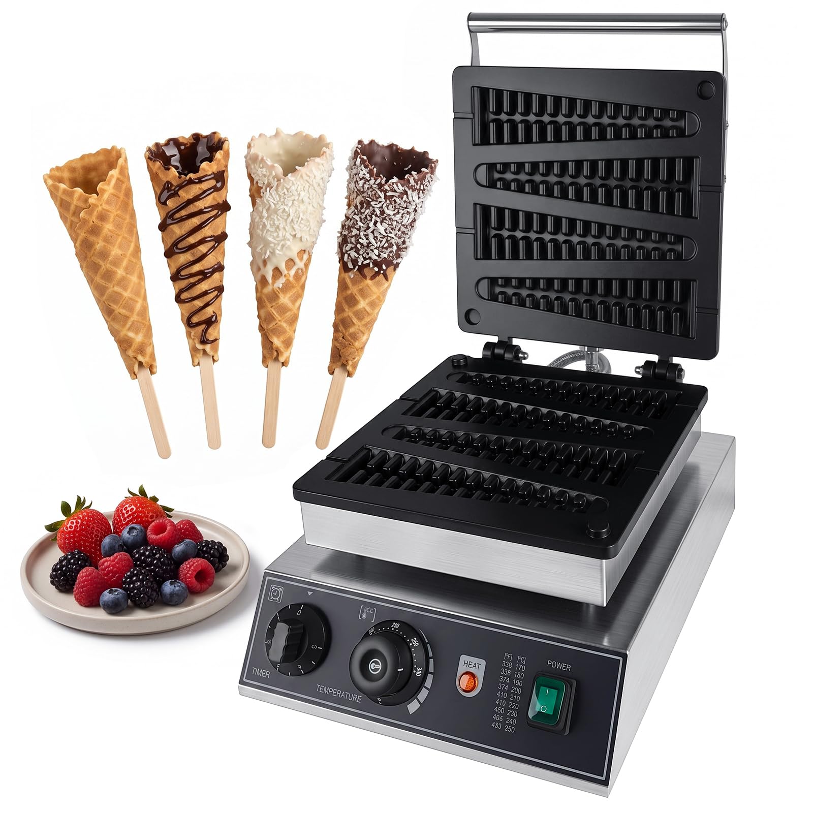 Commercial Lolly Stick Waffle Maker, 4Pcs Tree Shape Waffle Maker