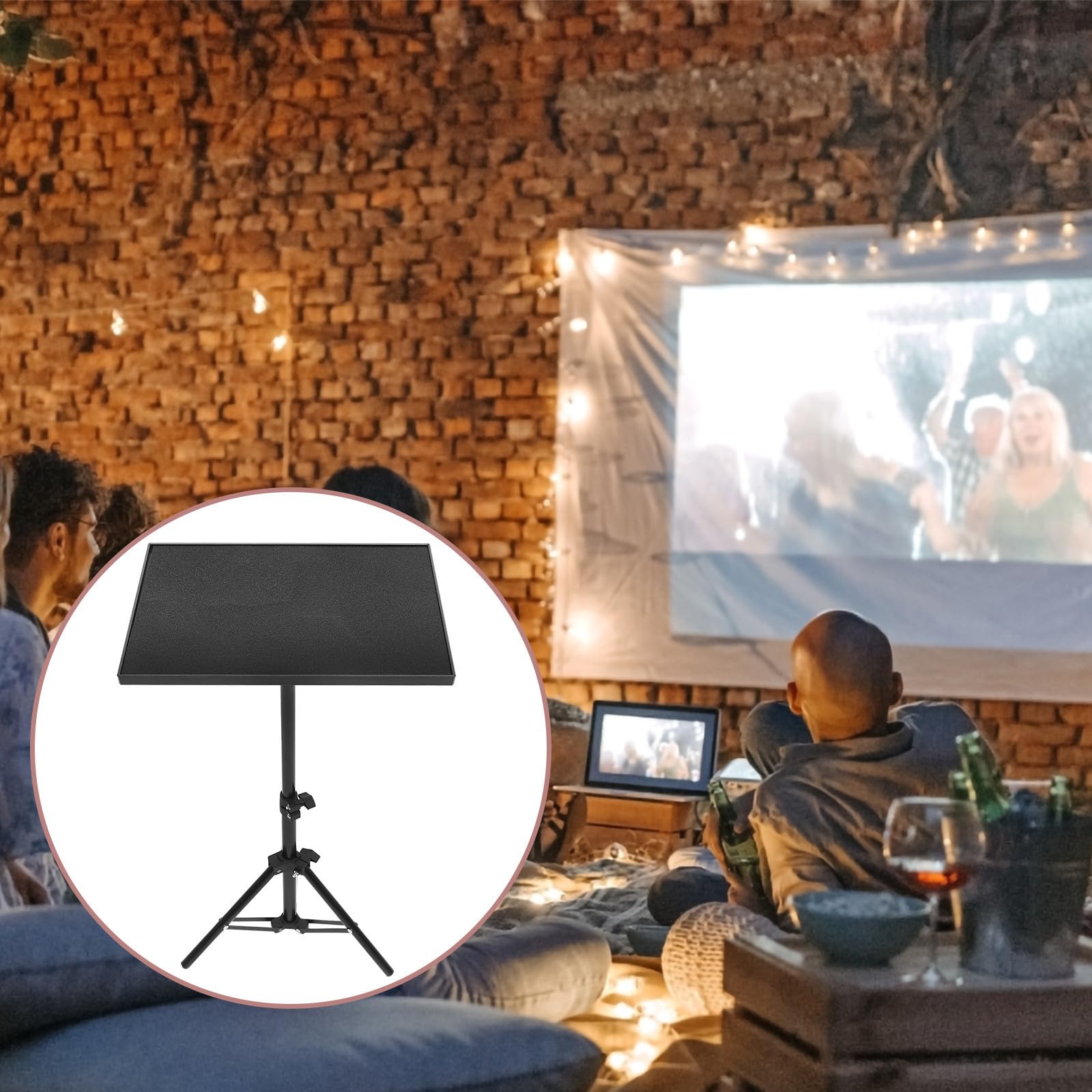 INOOMP Trípode para Proyector Portátil Plegable Base Ajustable, Soporte Metálico y Abs Fácil de Usar para Escenario y Hogar