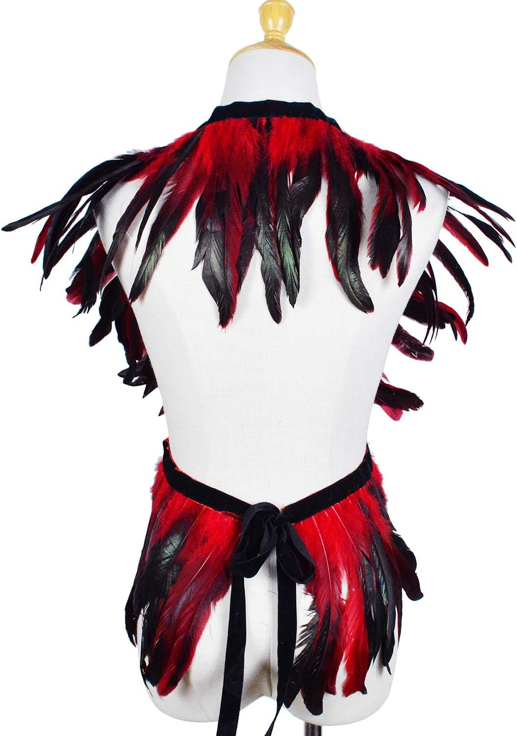 L'VOW Feather Boa Ribbon Punk Gothic Shawl Crow Witch Costume for Halloween - Image 6