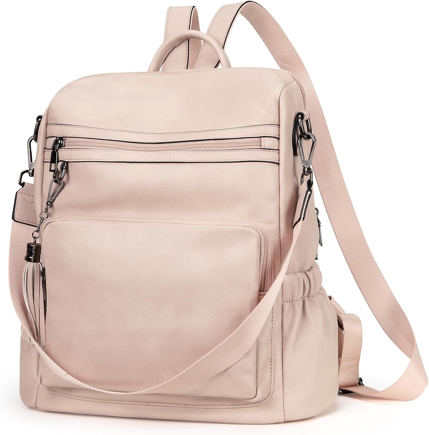 CLUCI Backpack Purse for Women Fashion Two Toned Leather Designer Travel Large Ladies Shoulder Bags with Tassel pink - Image 7