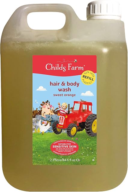 Childs Farm | Kids Hair & Body Wash |Bulk Refill 2.5L | Organic Sweet Orange | Gently Cleanses | Suitable for Dry, Sensitive & Eczema-prone Skin