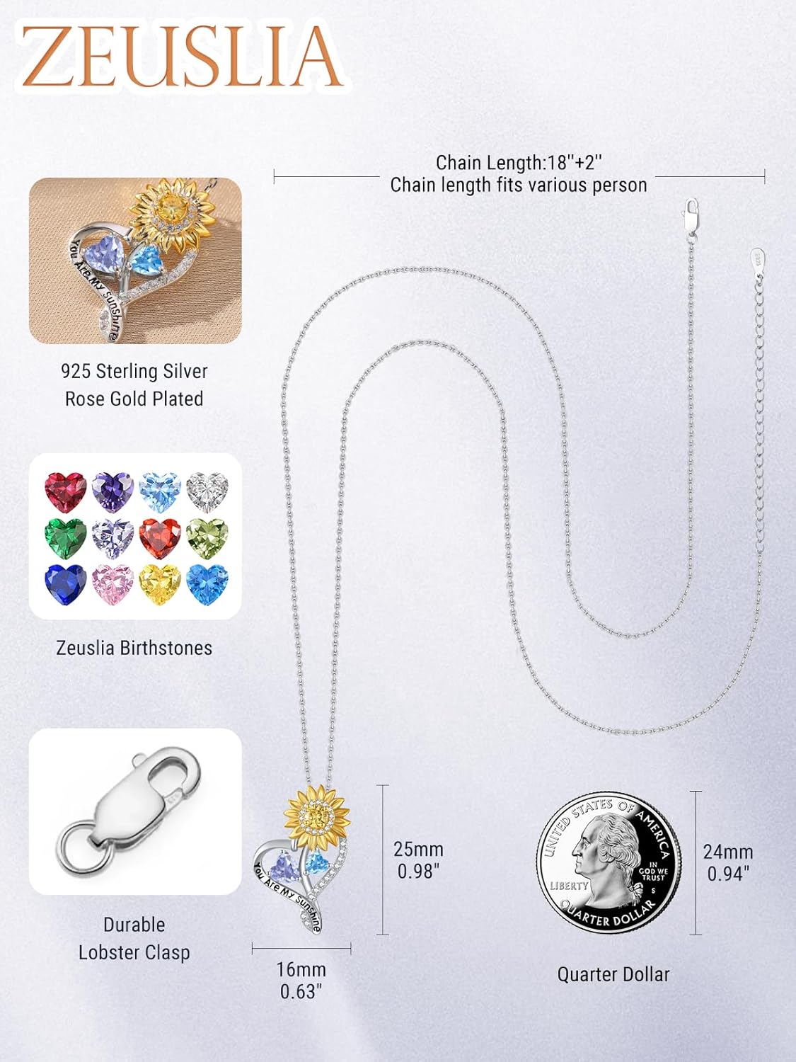 Valentine's Day Gifts for Wife 925 Sterling Silver Double Birthstone Pendant Necklaces I Love You for Always and Forever Necklace Anniversary Birthday Gifts for Wife Girlfriend Mom Her - Image 4